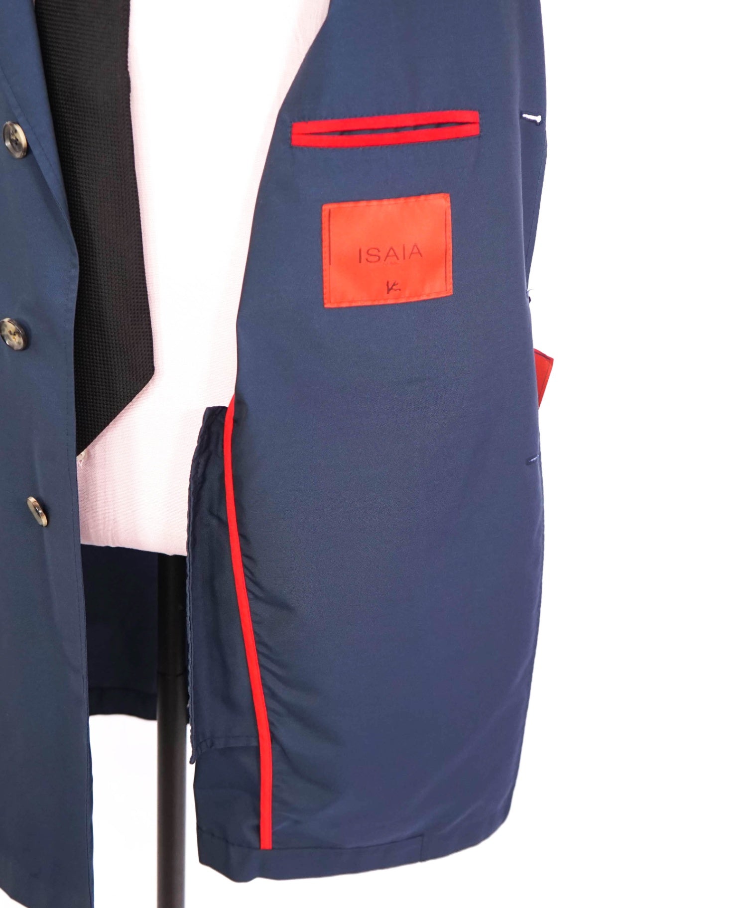$2,495 ISAIA - Solid Navy Blue Raincoat Trench Jacket - 46R