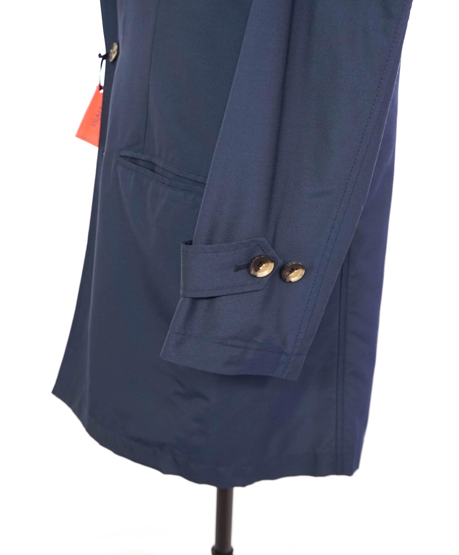 $2,495 ISAIA - Solid Navy Blue Raincoat Trench Jacket - 46R