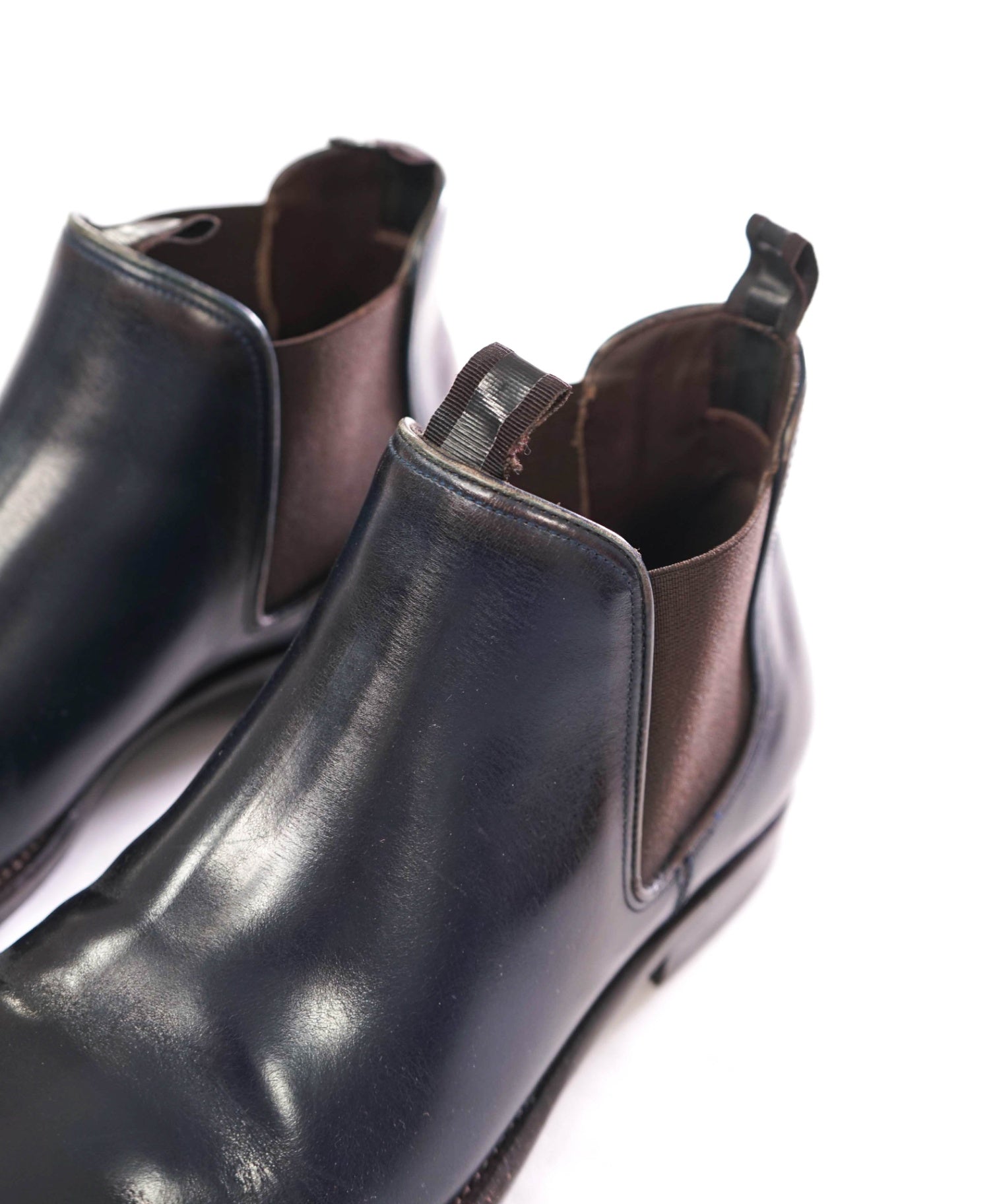 $950 FERRAGAMO - Navy Blue/Brown Ombre Ankle Boots - 7 EE
