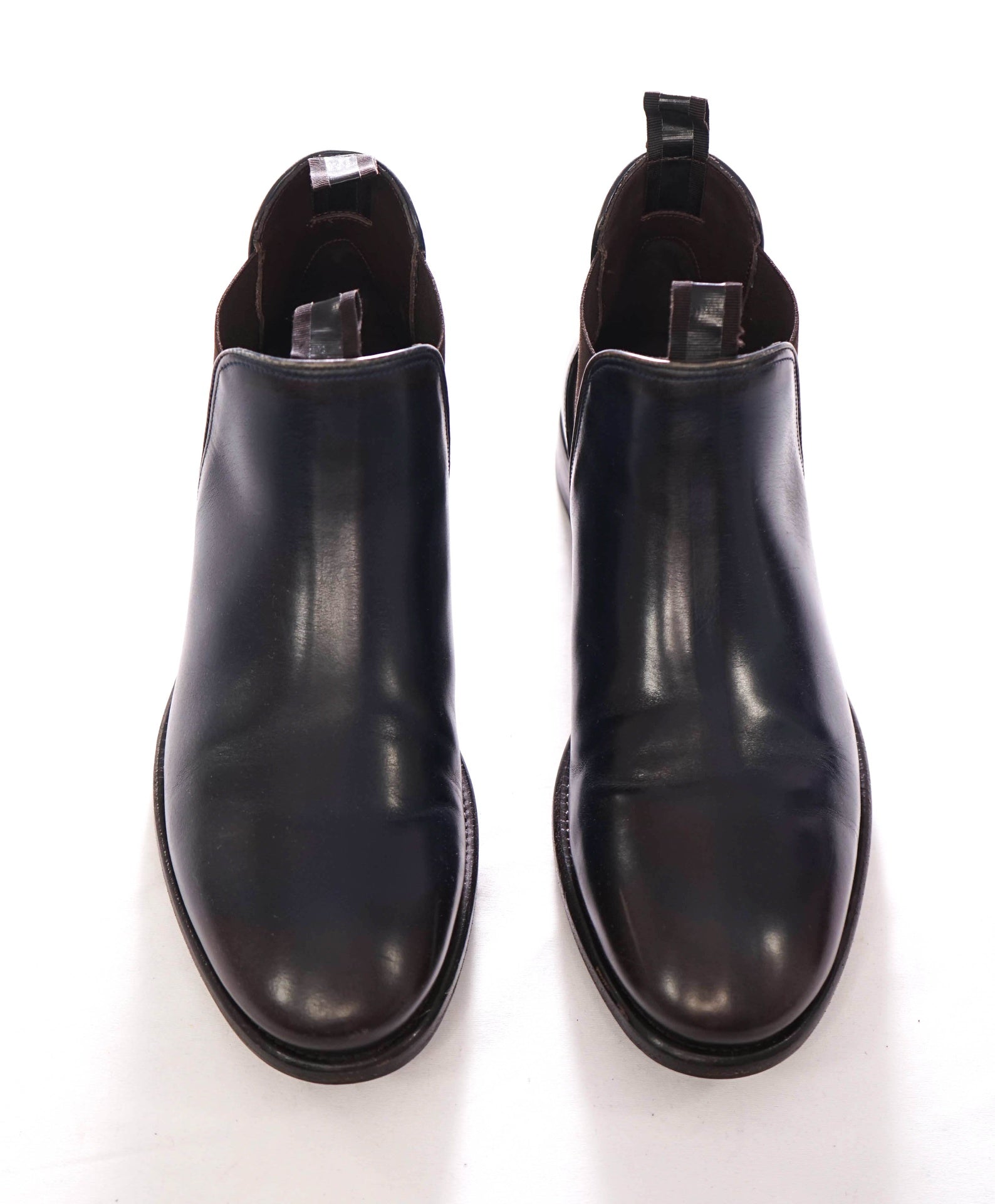 $950 FERRAGAMO - Navy Blue/Brown Ombre Ankle Boots - 7 EE