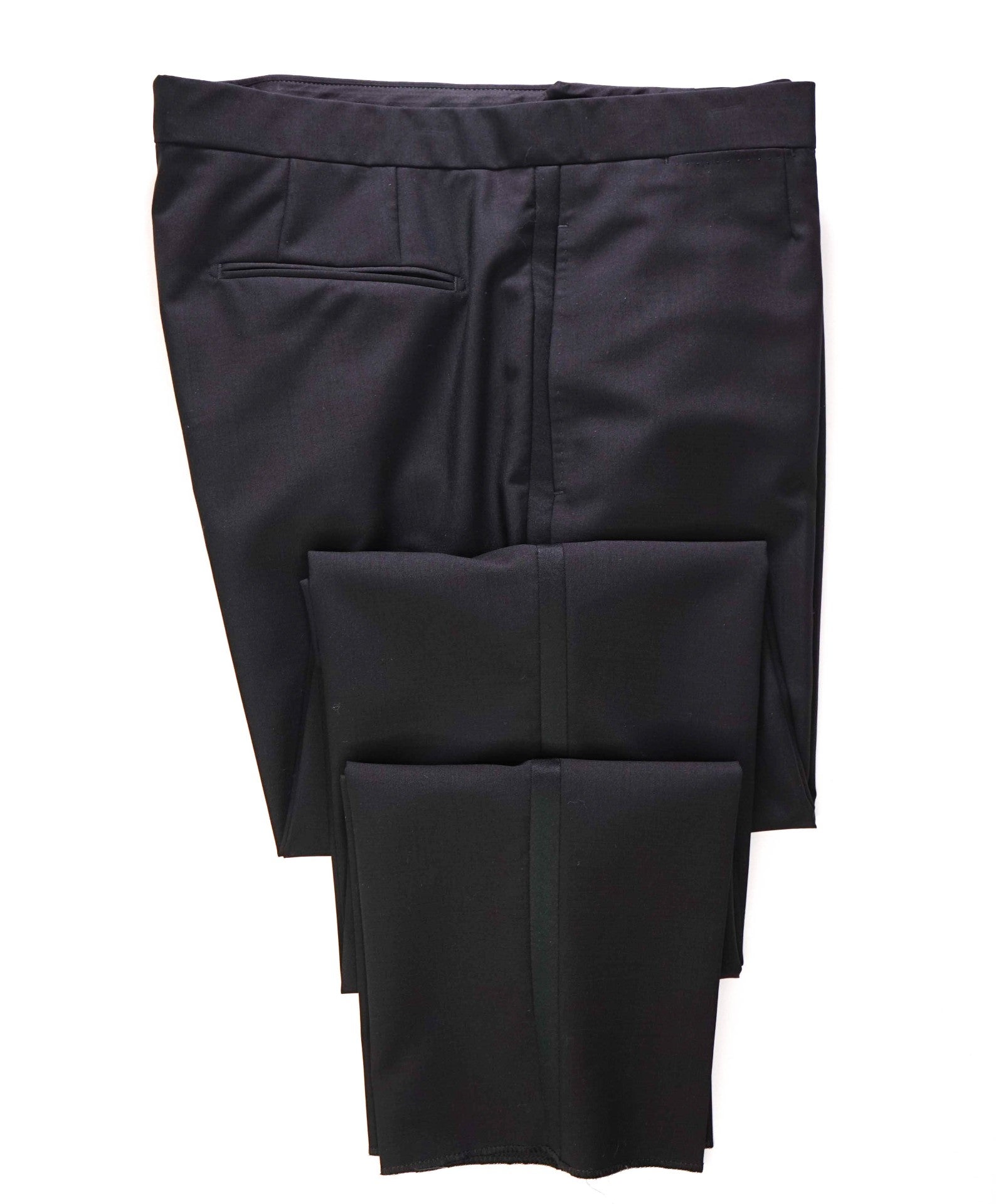 $840 ZEGNA - Solid Black Wool/Mohair Tuxedo Pants - 37W
