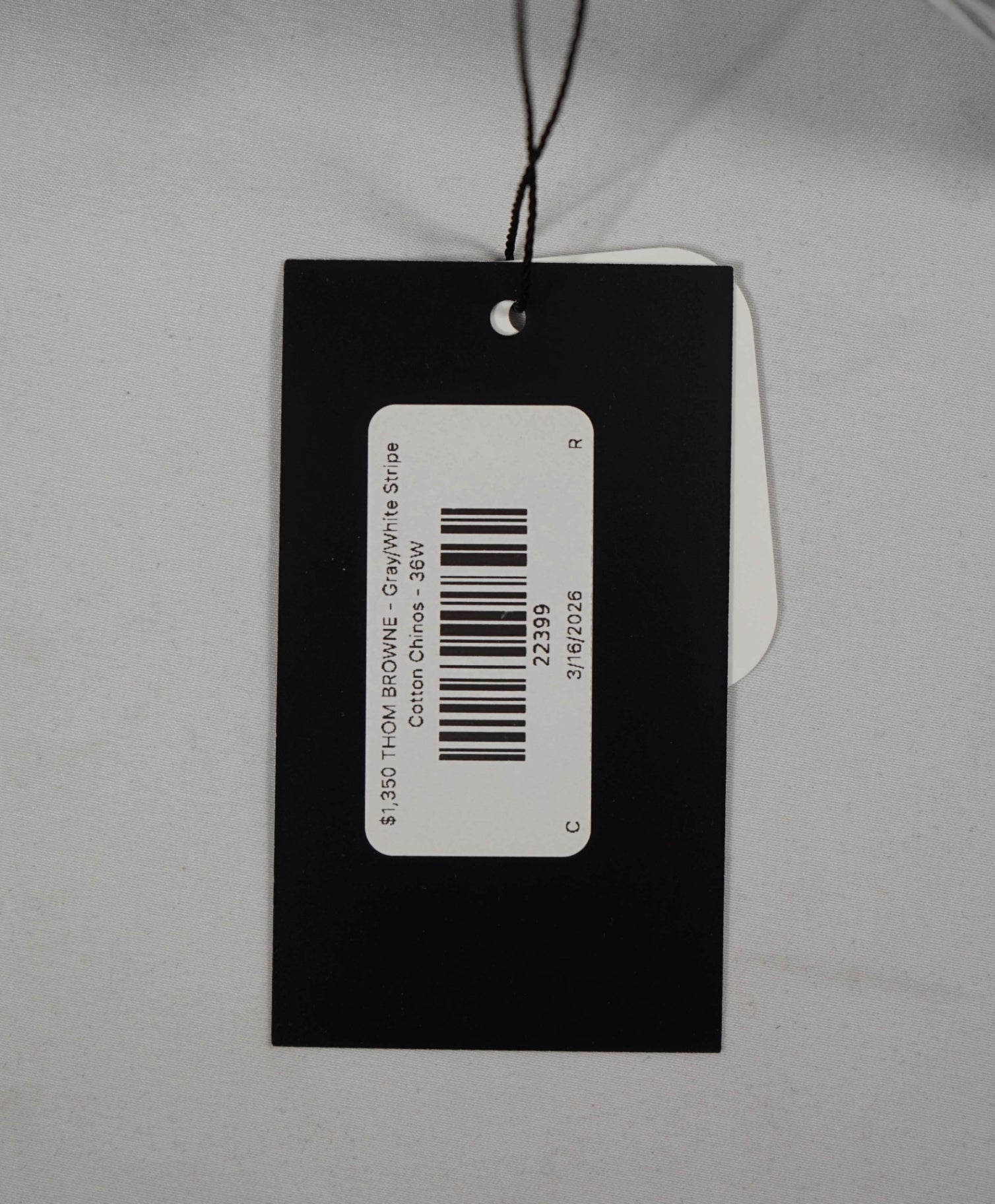 $1,350 THOM BROWNE - Gray/White Stripe Cotton Chinos - 35W