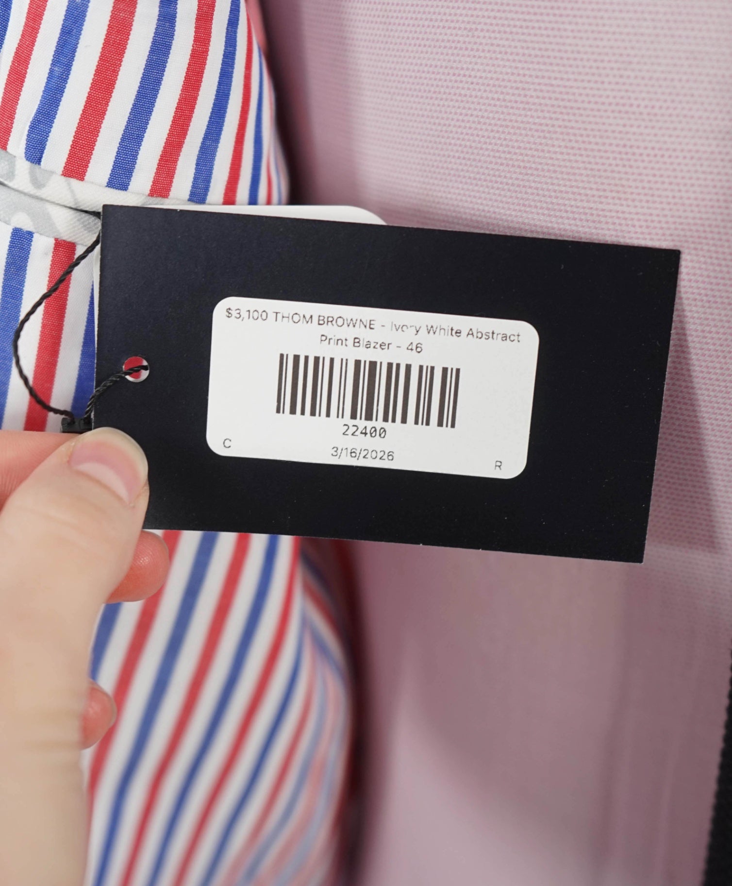 $3,100 THOM BROWNE - Ivory White Abstract Print Blazer - 46