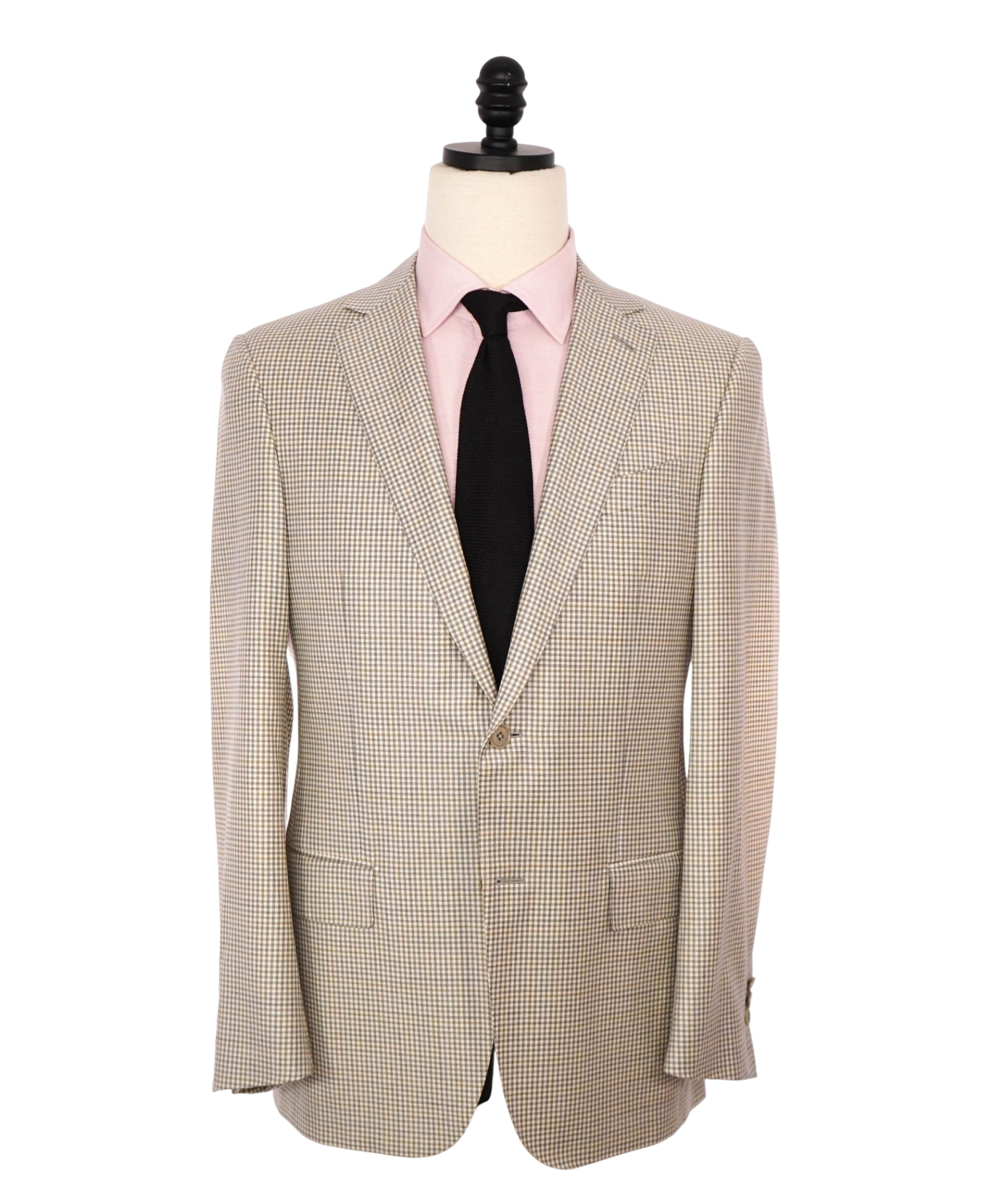 $2,695 ZEGNA - Gray/Tan Neutral Gingham Wool Blazer - 38R