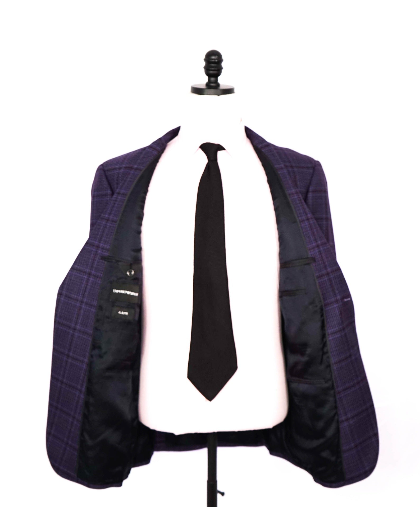 $1,495 EMPORIO ARMANI - Purple Plaid Wool "G LINE" Blazer - 42R