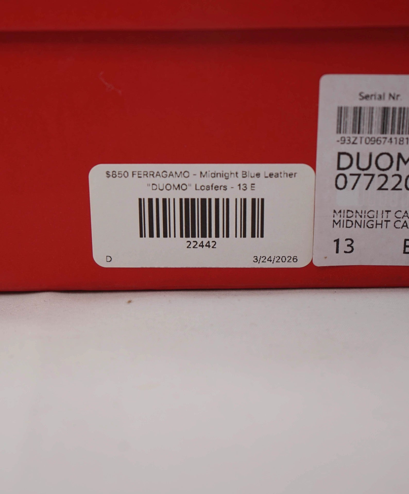 $850 FERRAGAMO - Midnight Blue Leather "DUOMO" Loafers - 13 E