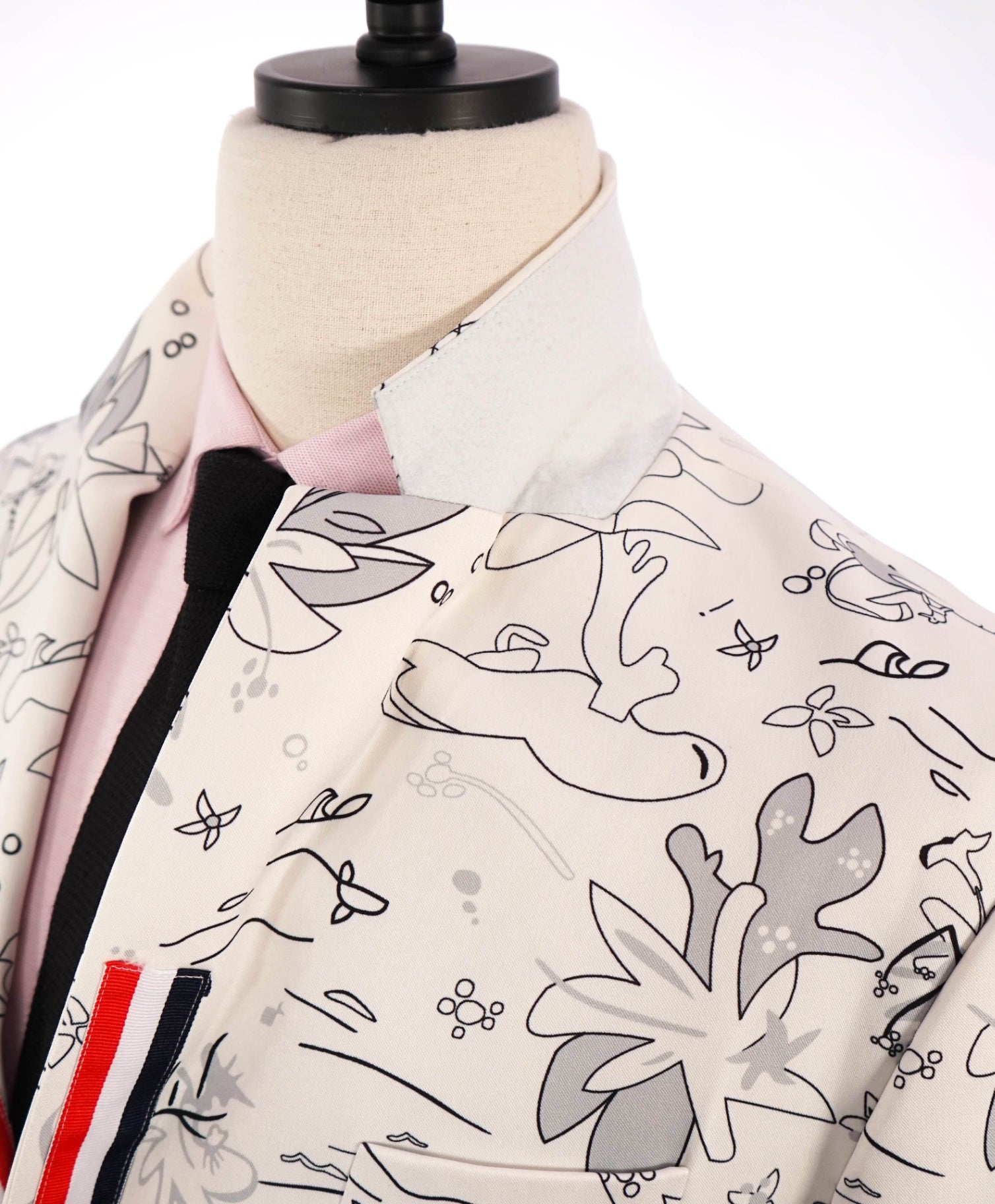 $3,100 THOM BROWNE - Ivory White Abstract Print Blazer - 46