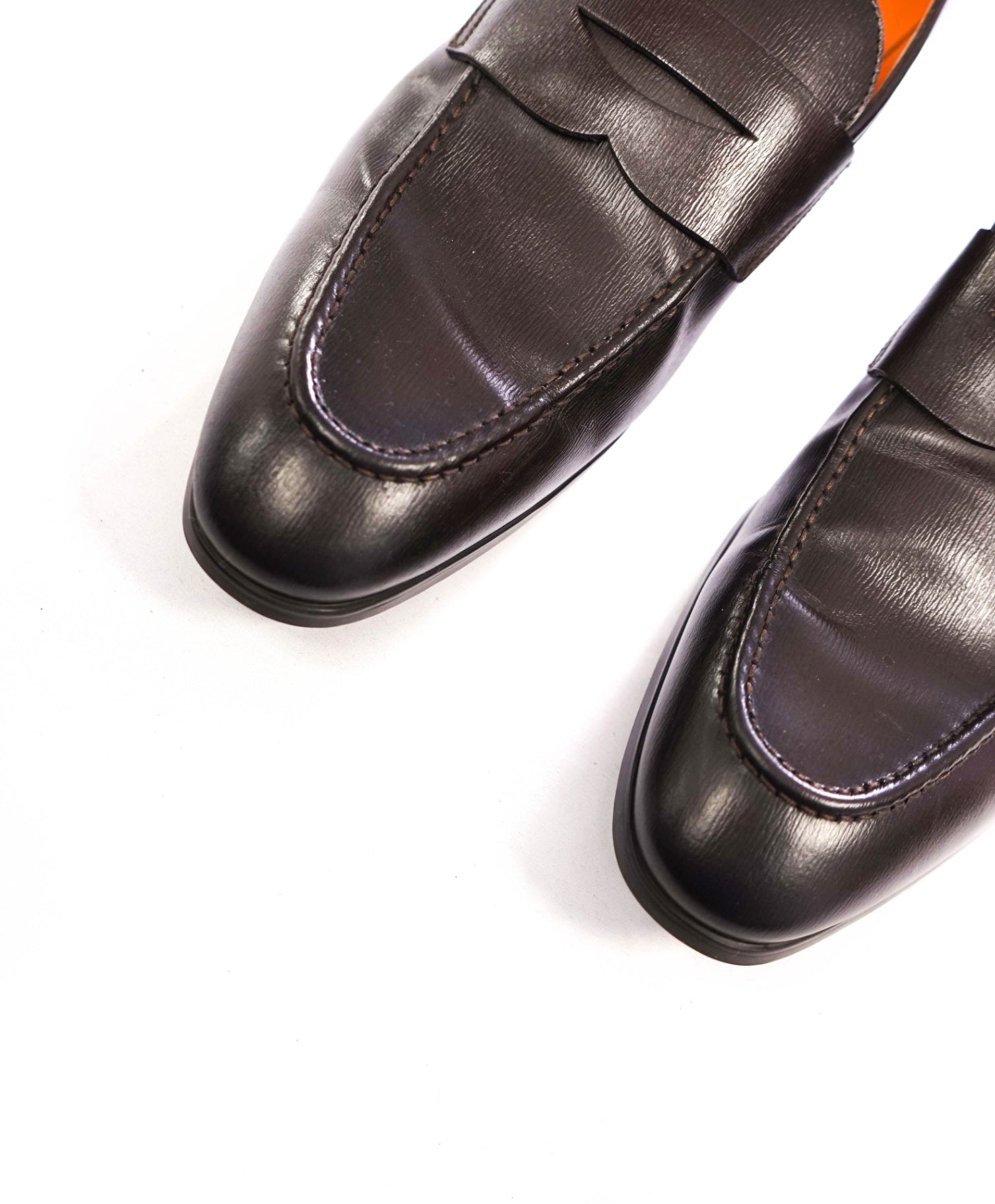 $1,050 SANTONI - Dark Brown Leather "GAVIN" Loafers - 11.5 US (10.5 UK)