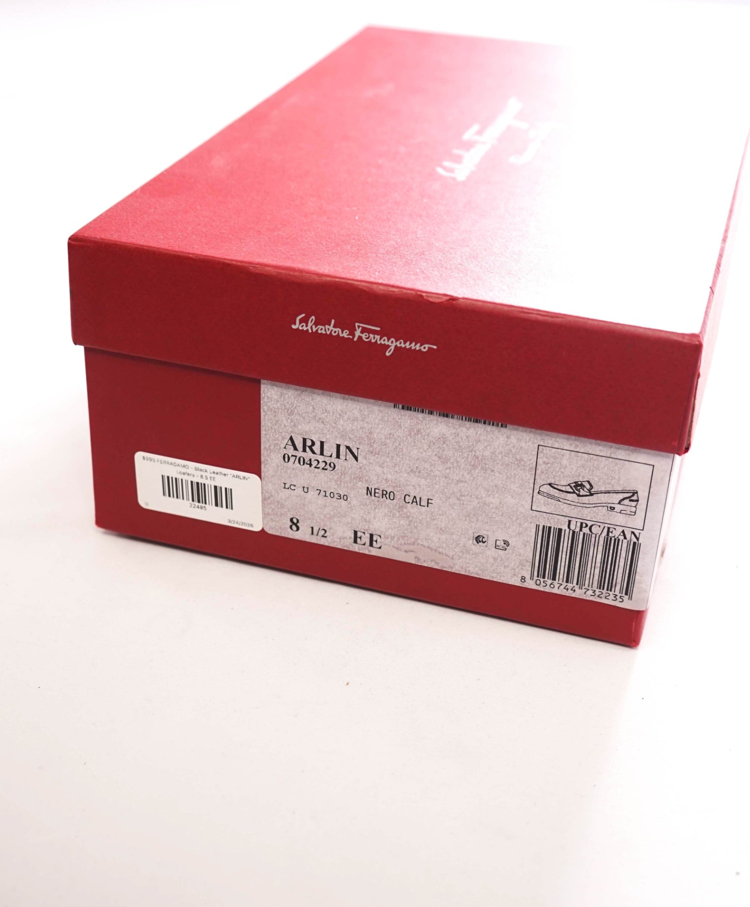 $995 FERRAGAMO - Black Leather "ARLIN" Loafers - 8.5 EE