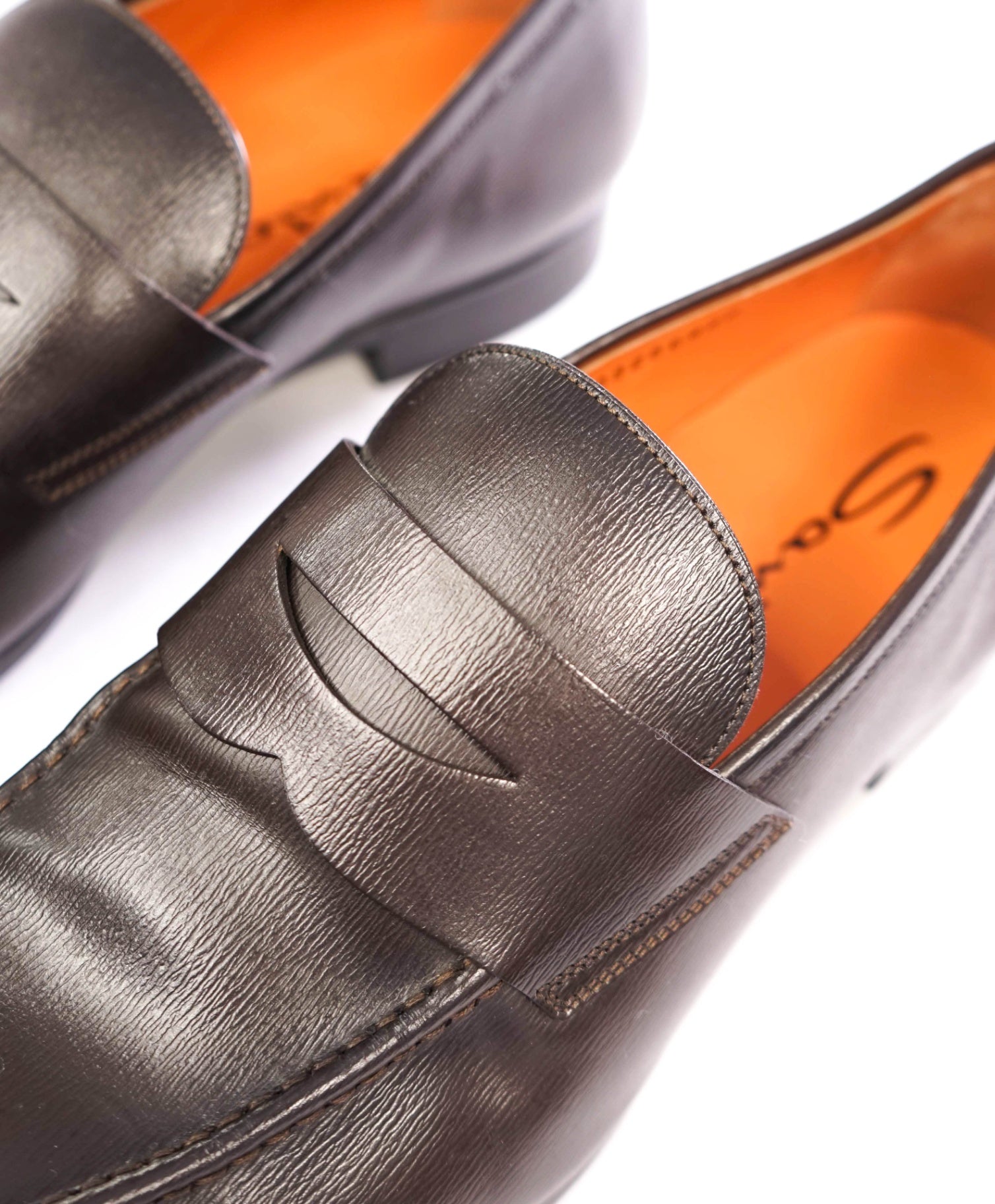 $1,050 SANTONI - Dark Brown Leather "GAVIN" Loafers - 11.5 US (10.5 UK)