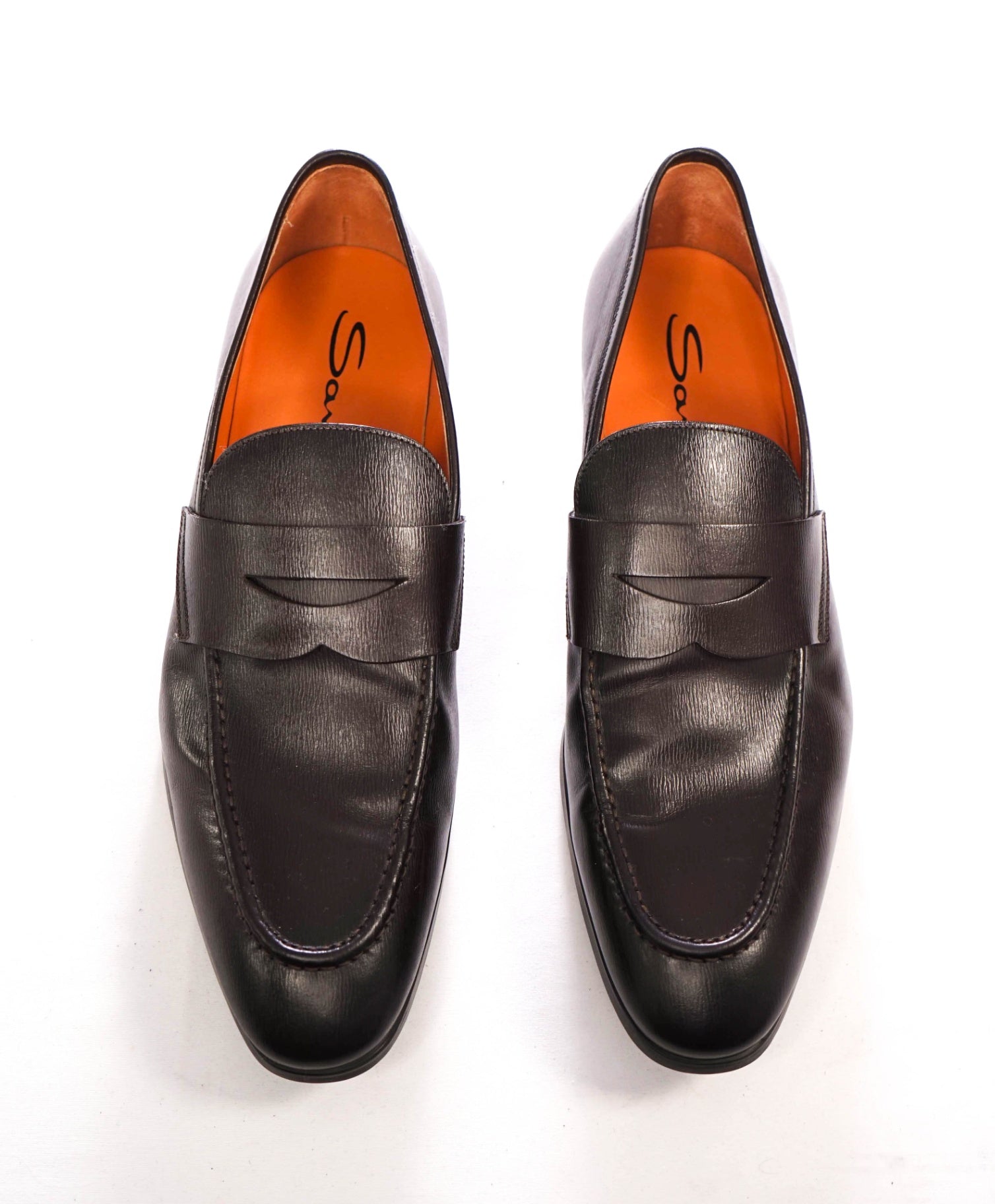 $1,050 SANTONI - Dark Brown Leather "GAVIN" Loafers - 11.5 US (10.5 UK)