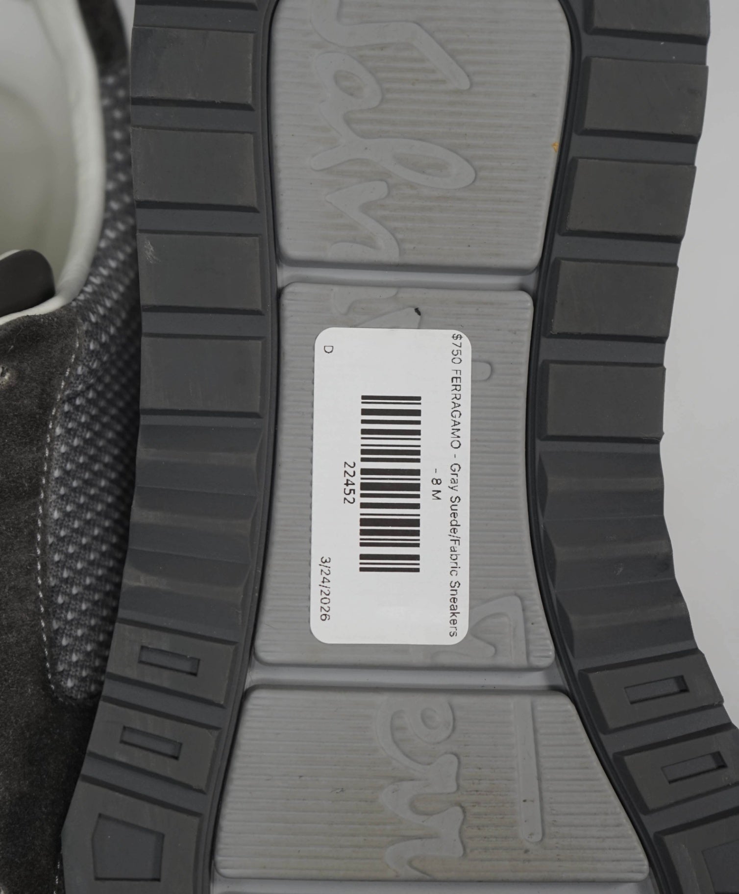 $750 FERRAGAMO - "Brooklyn" Gray Suede/Fabric Sneakers - 8 M