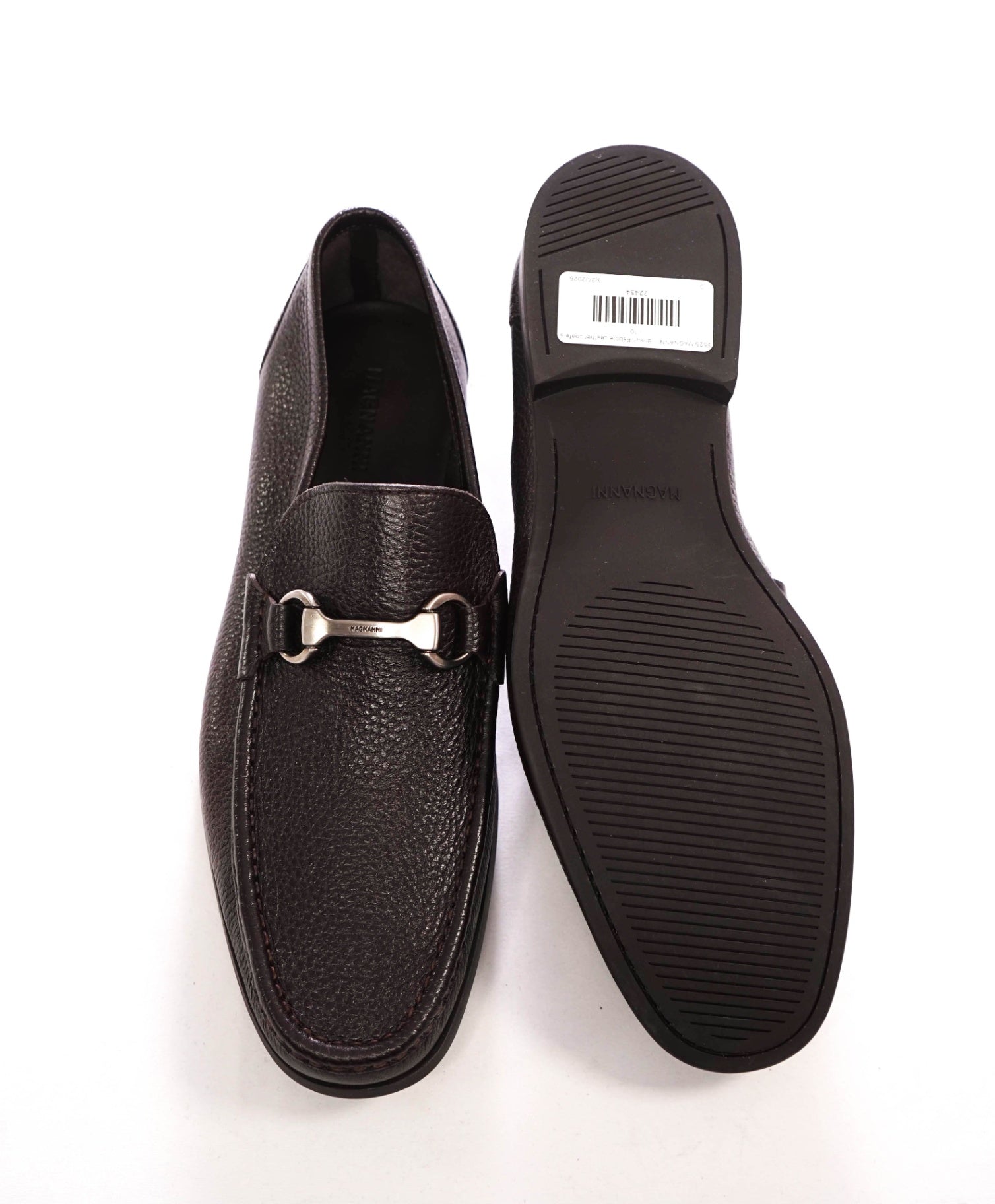 $525 MAGNANNI - Brown Pebble Leather Loafers - 10