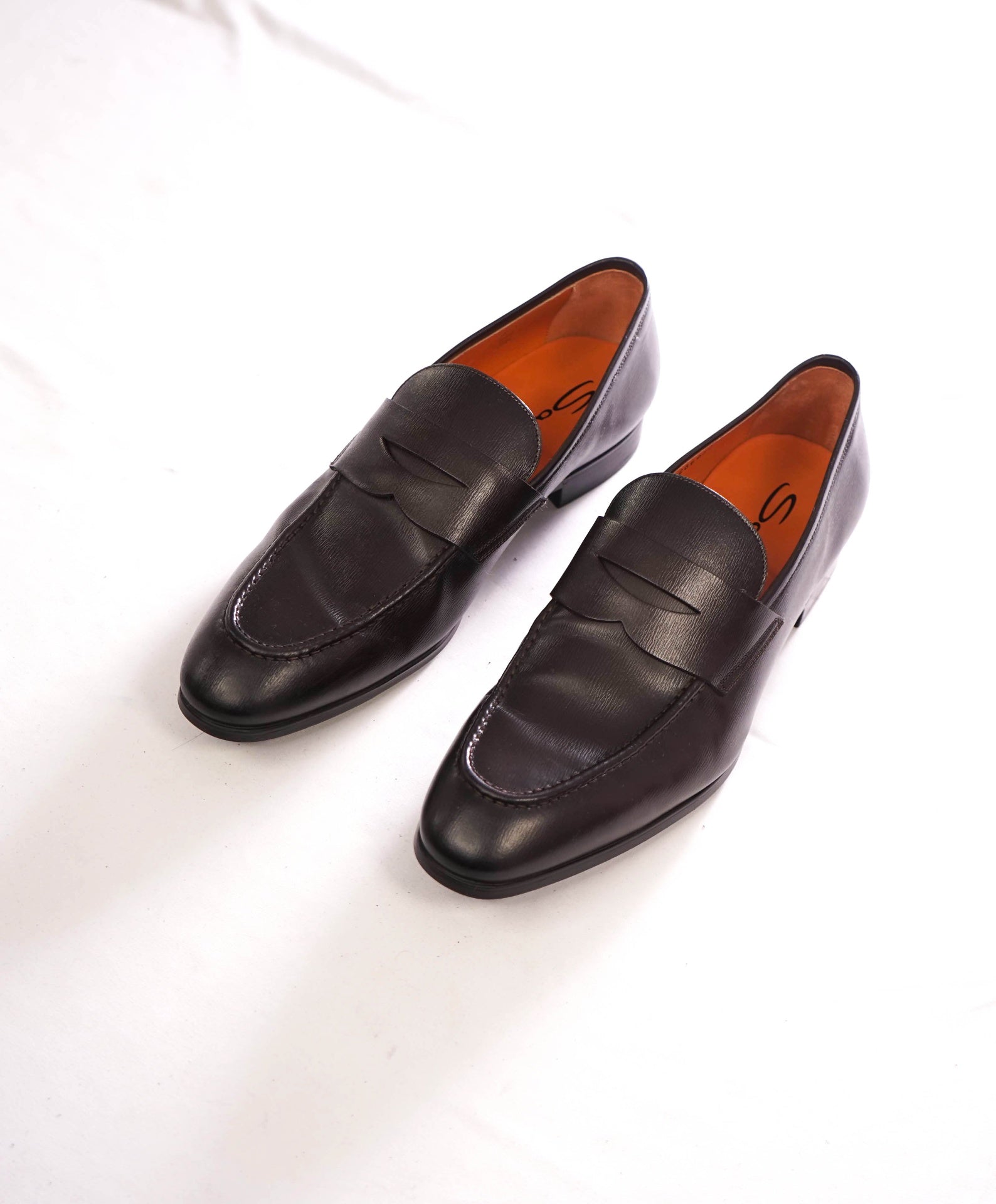 $1,050 SANTONI - Dark Brown Leather "GAVIN" Loafers - 11.5 US (10.5 UK)