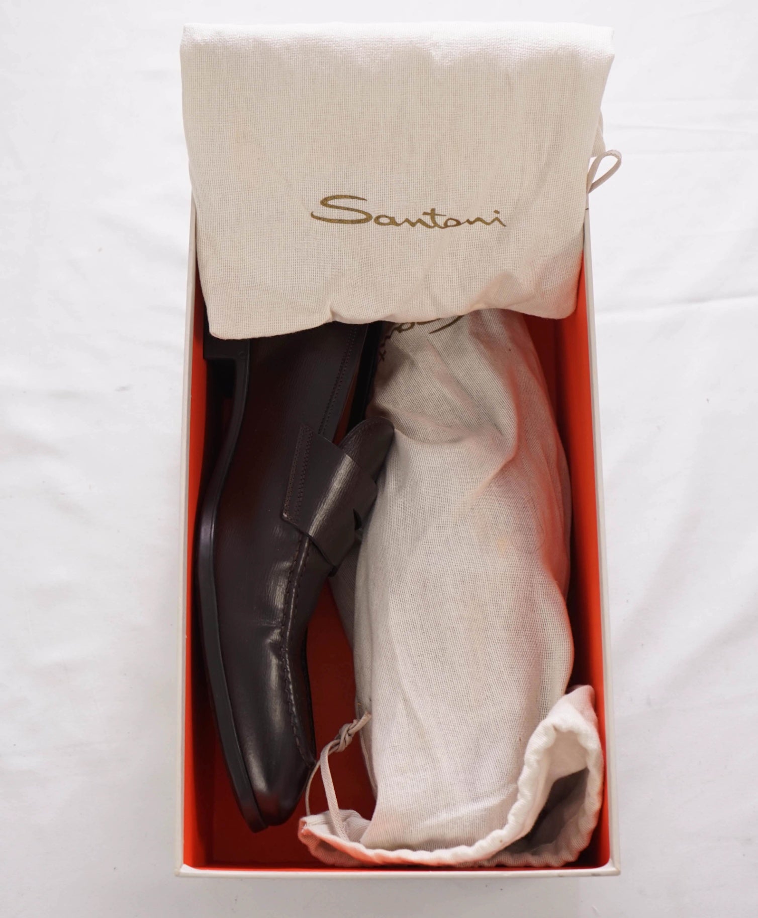 $1,050 SANTONI - Dark Brown Leather "GAVIN" Loafers - 11.5 US (10.5 UK)