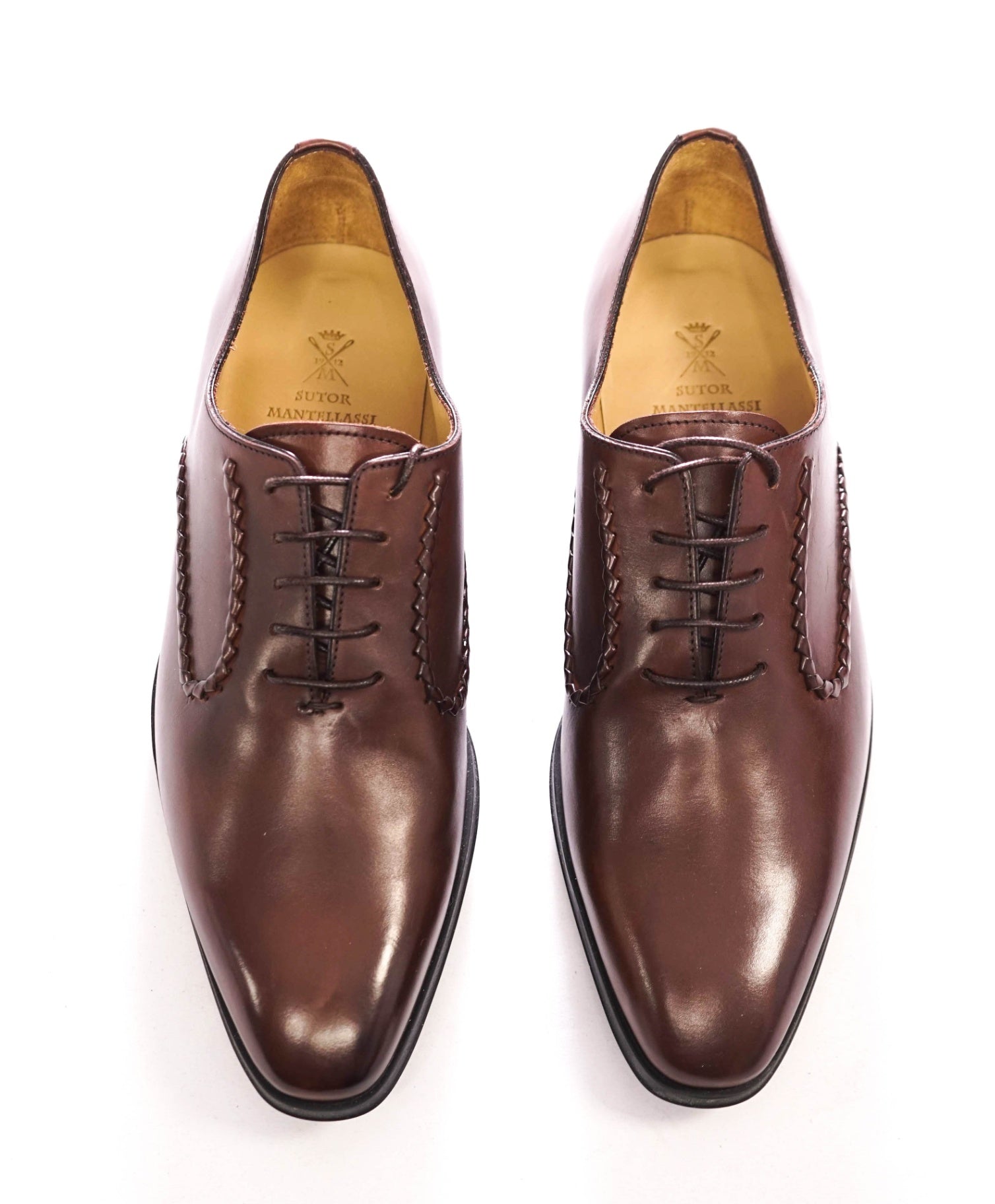 $910 SUTOR MANTELLASSI - Brown Leather Braided Oxfords - 7