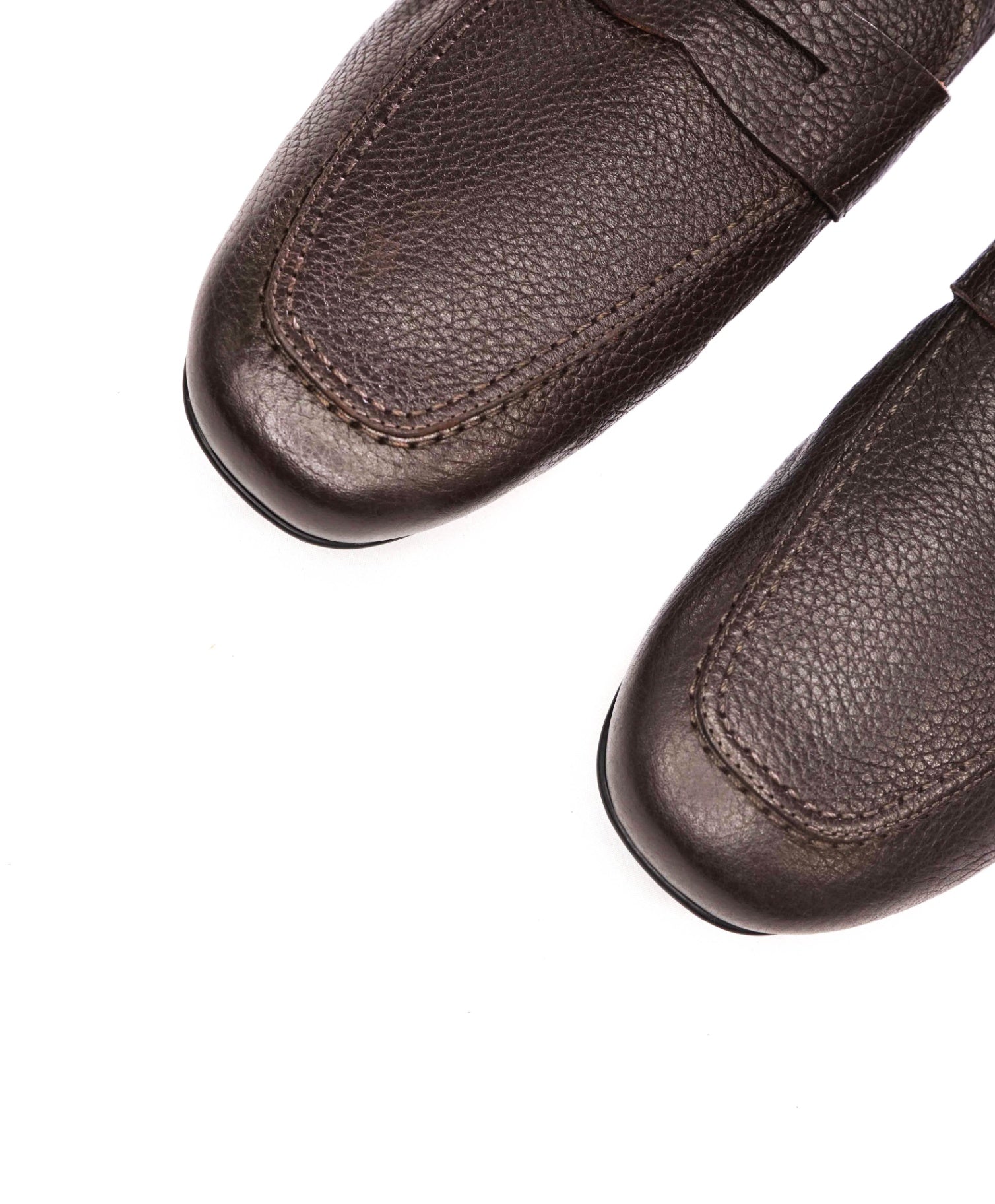$795 FERRAGAMO - Brown Logo Engraved Penny Loafers - 10 EE