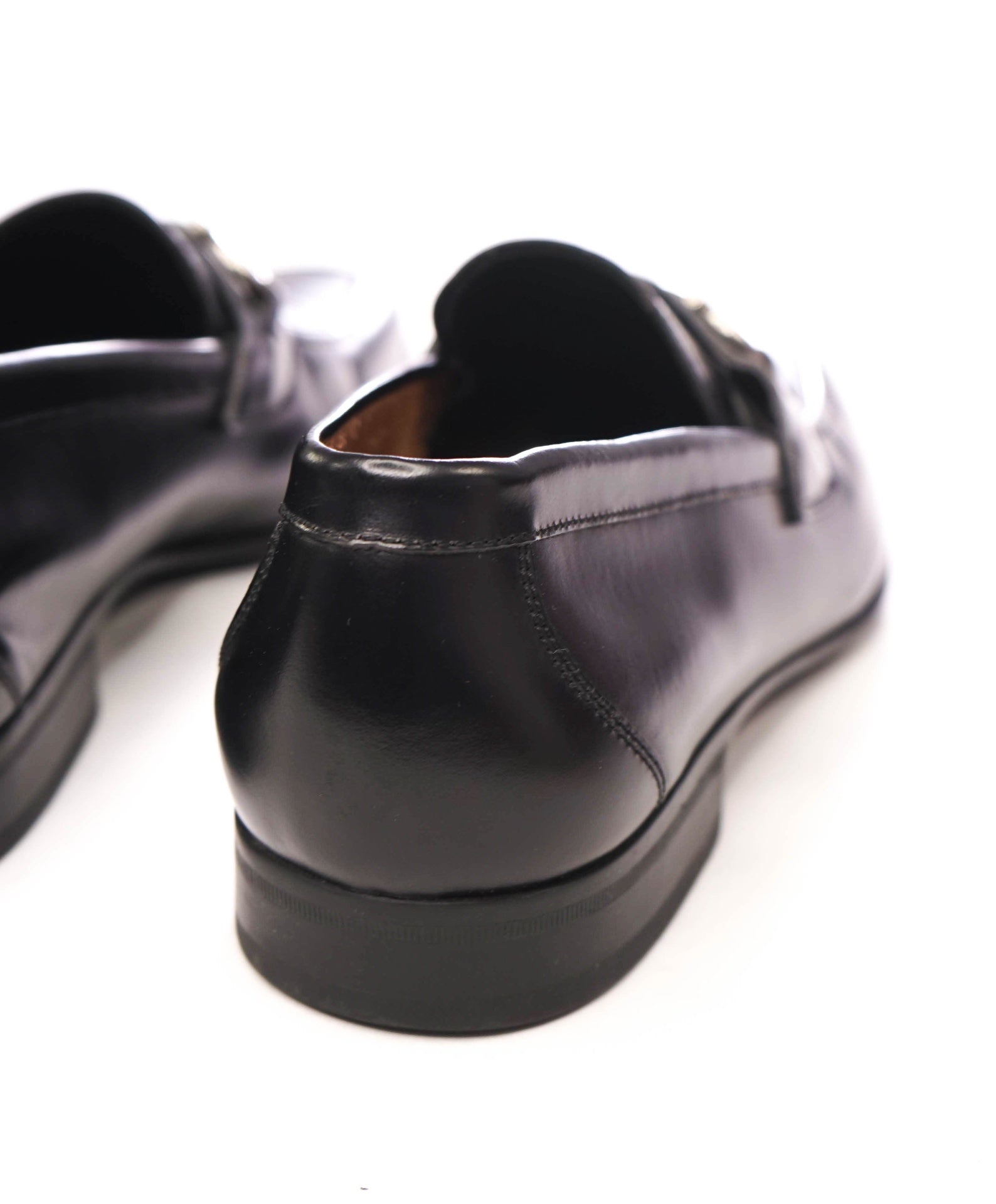 $850 FERRAGAMO - "Lawton" Black Leather Loafers - 8 D