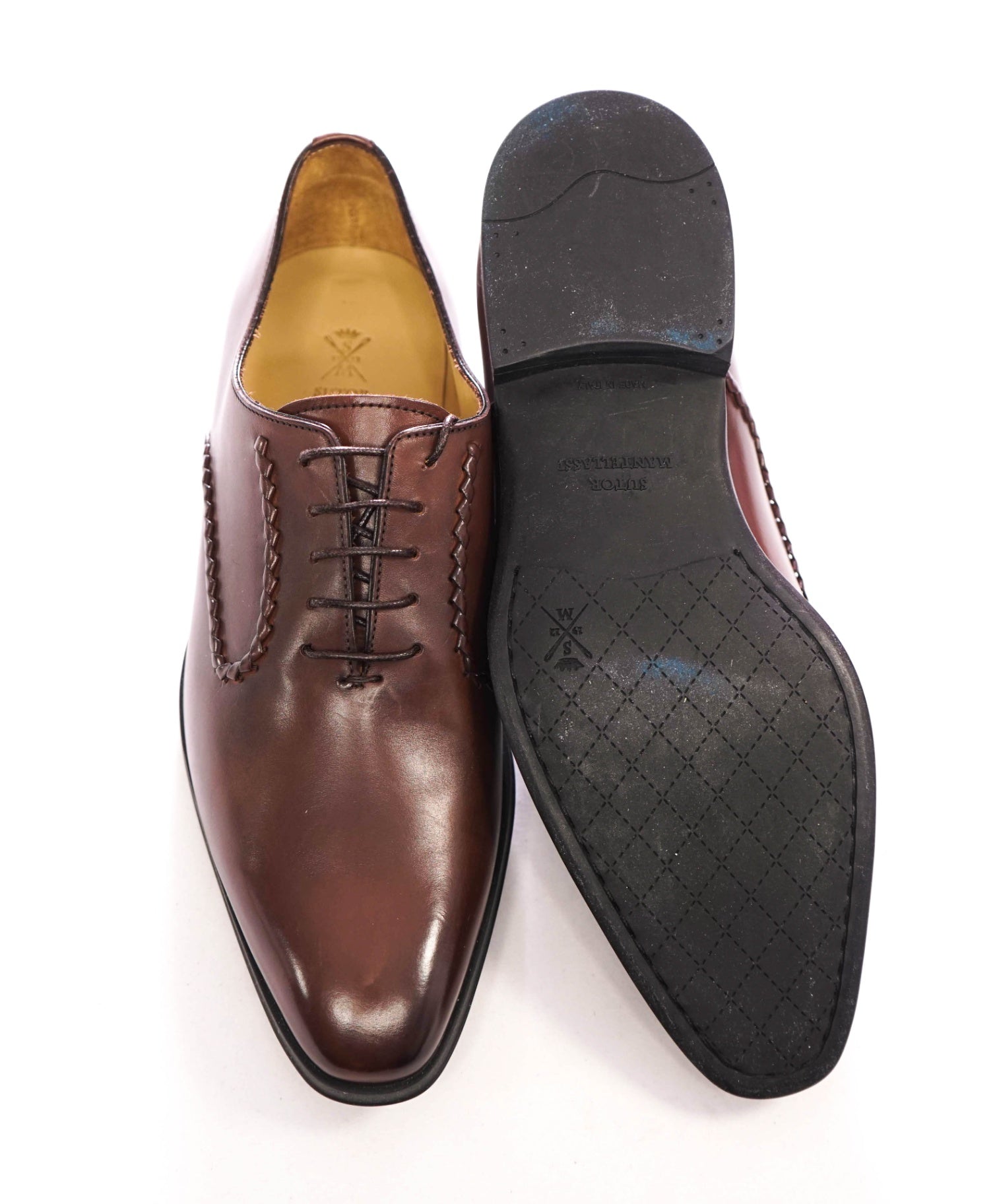 $910 SUTOR MANTELLASSI - Brown Leather Braided Oxfords - 7