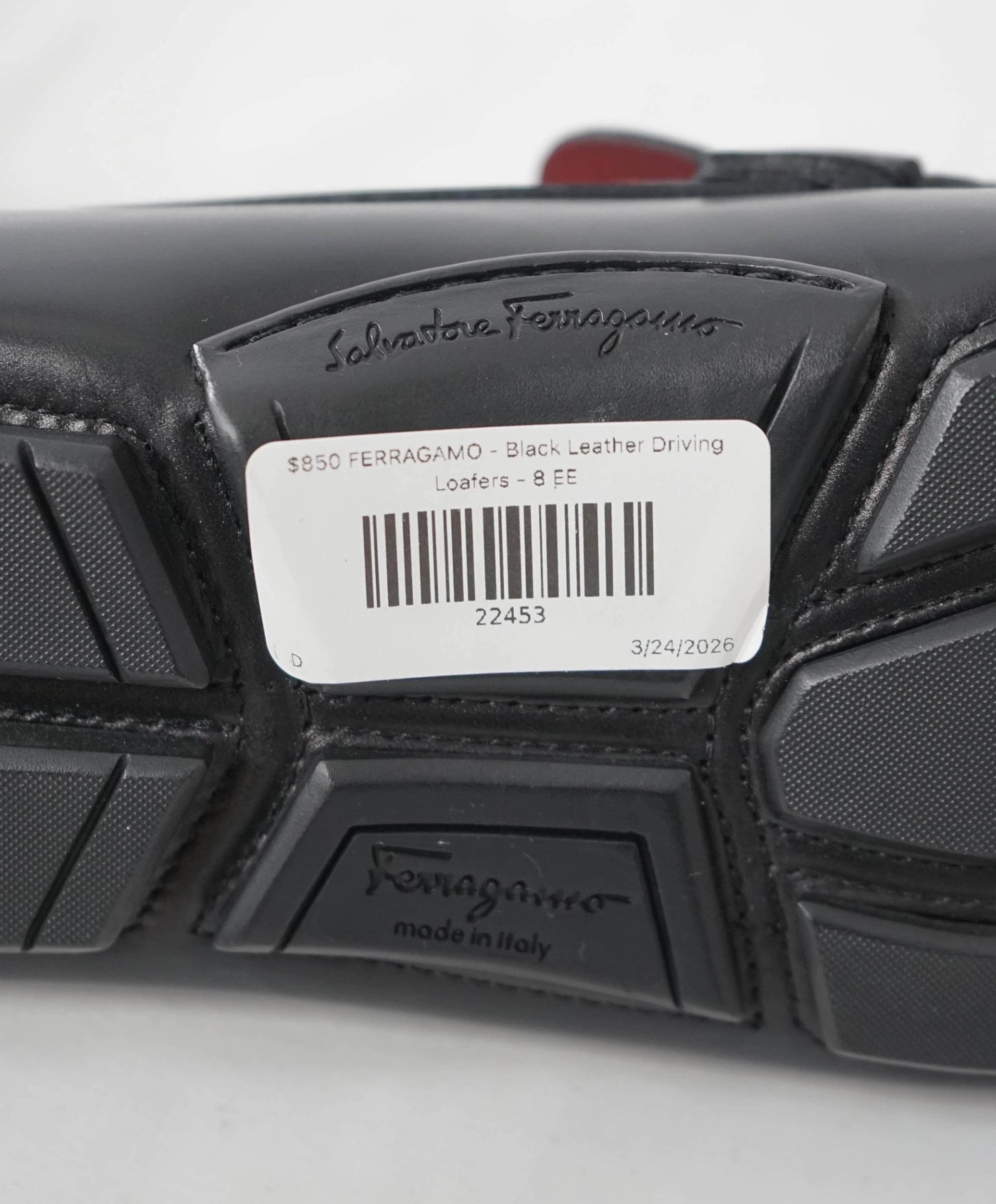$850 FERRAGAMO - Black Leather Driving Loafers - 8 EE