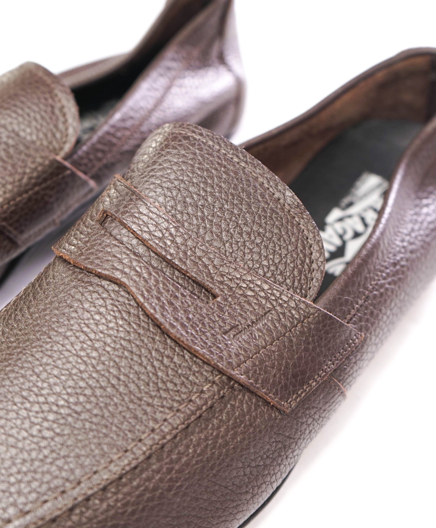 $795 FERRAGAMO - Brown Logo Engraved Penny Loafers - 10 EE