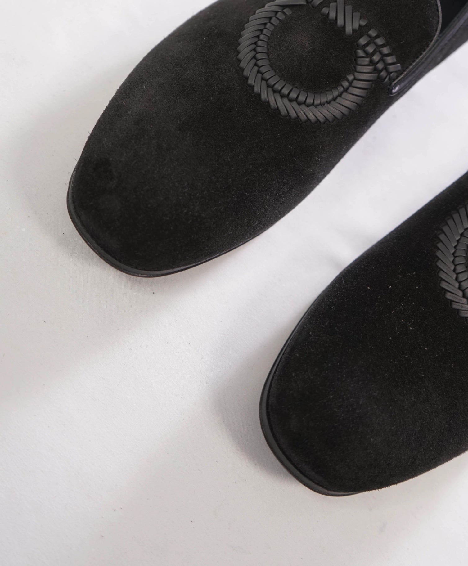 $895 FERRAGAMO - Black Velvet "LIBERO" Loafers - 9.5 E