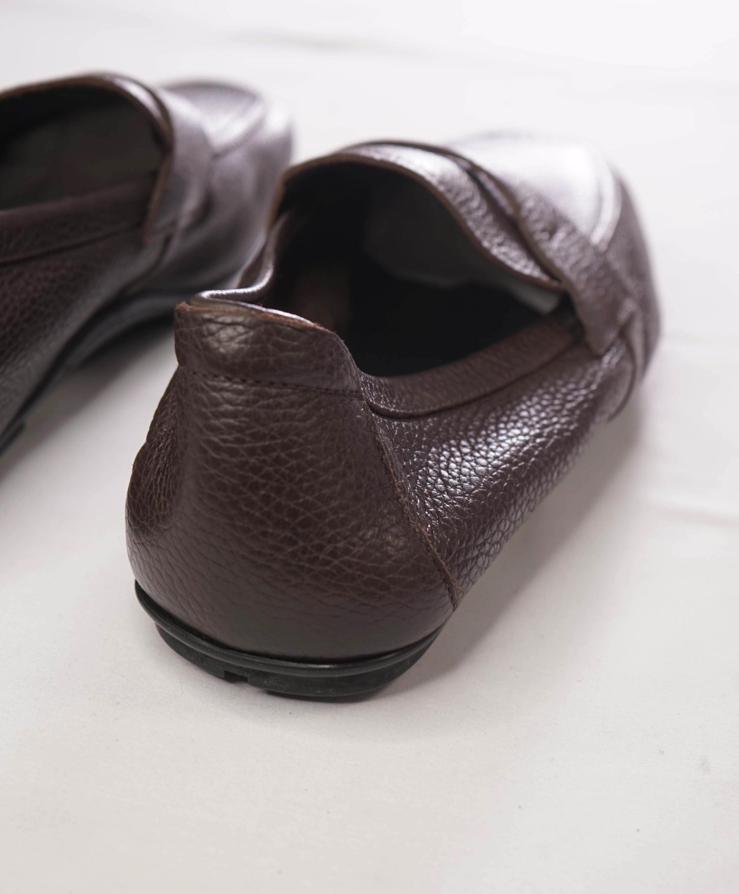 $795 FERRAGAMO - Brown Logo Engraved Penny Loafers - 10 EE