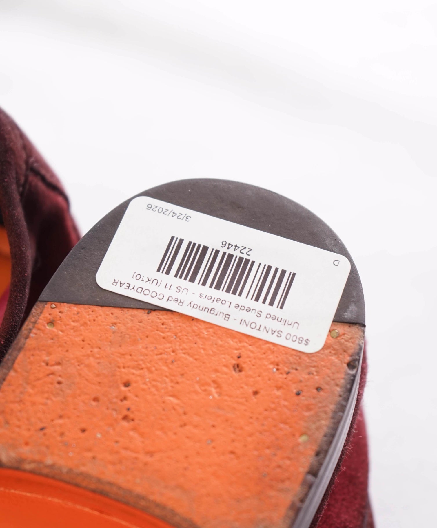 $800 SANTONI - Red GOODYEAR Unlined Suede Loafers - US 11 (UK10)