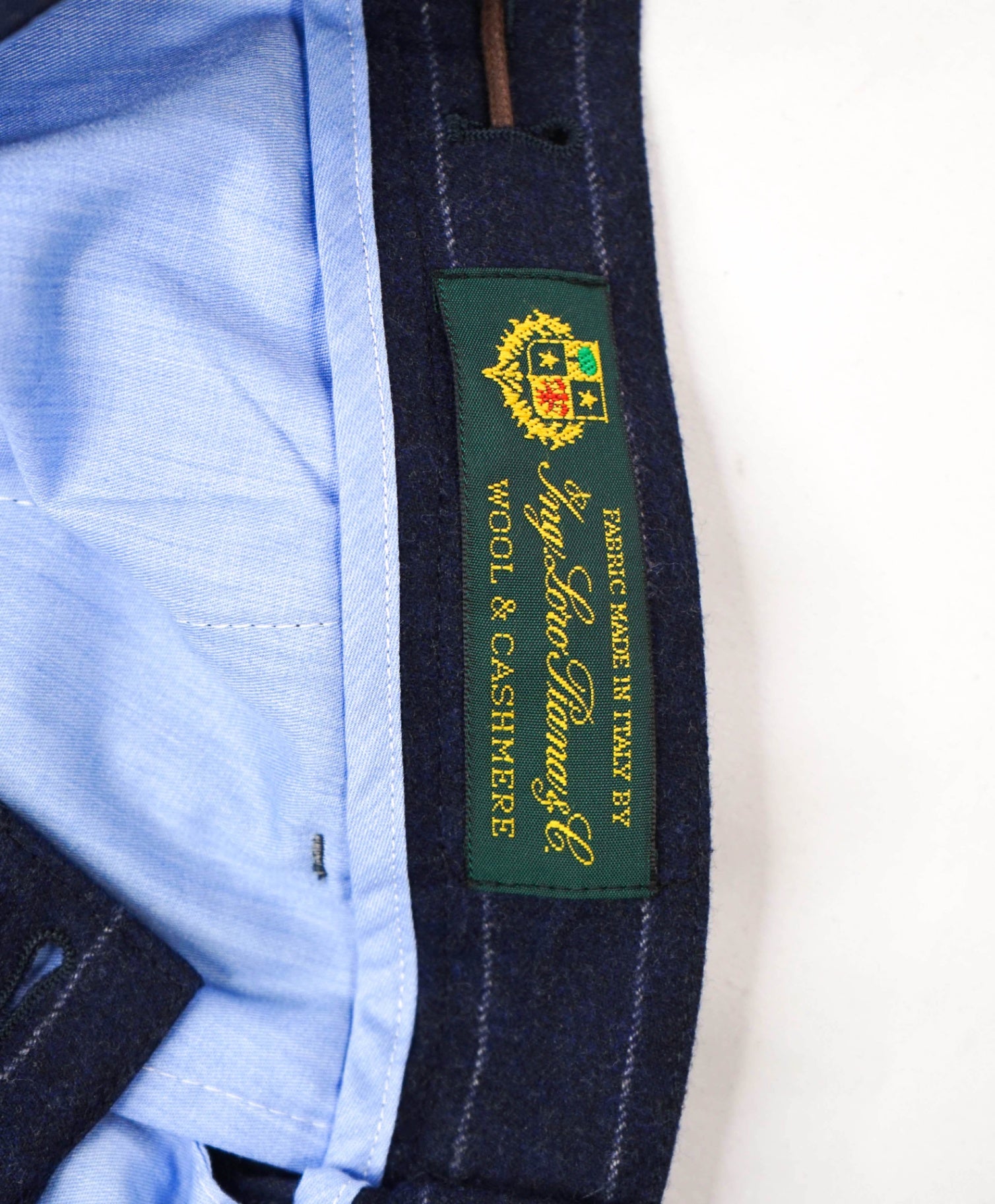 $750 LORO PIANA for CIFONELLI - Blue Wool/Cashmere Drawstring Pants - 32W