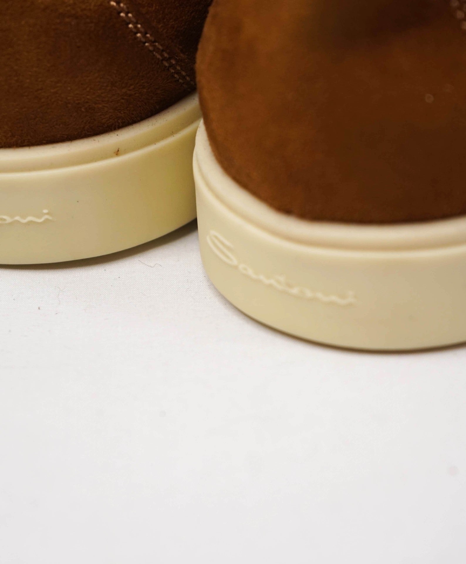 $990 SANTONI - Brown Suede Shearling-Lined Loafers - US 10 (9UK)