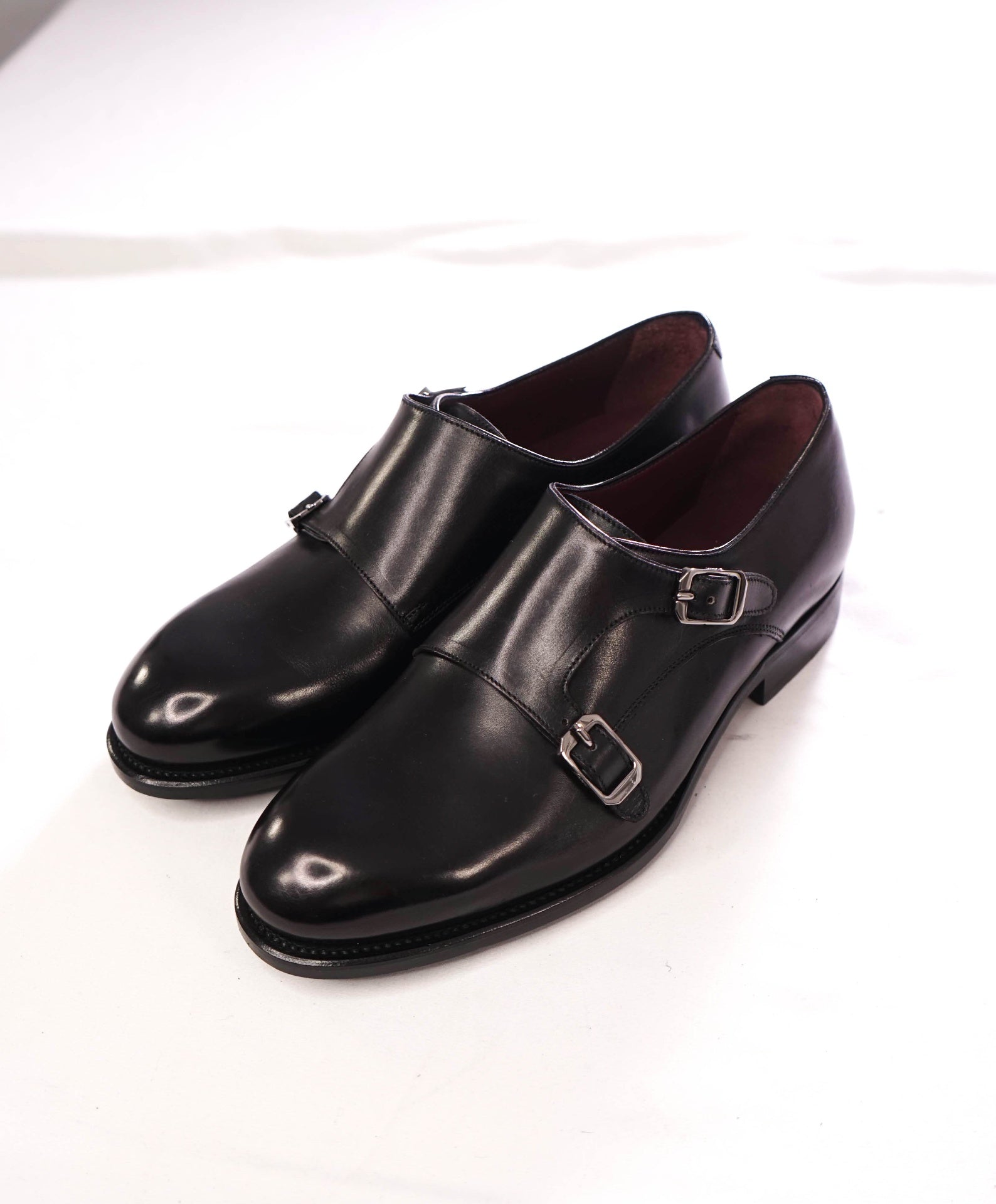 $ 1,500 BRIONI - Black GOODYEAR Leather Monk Strap - US 8 (7UK)