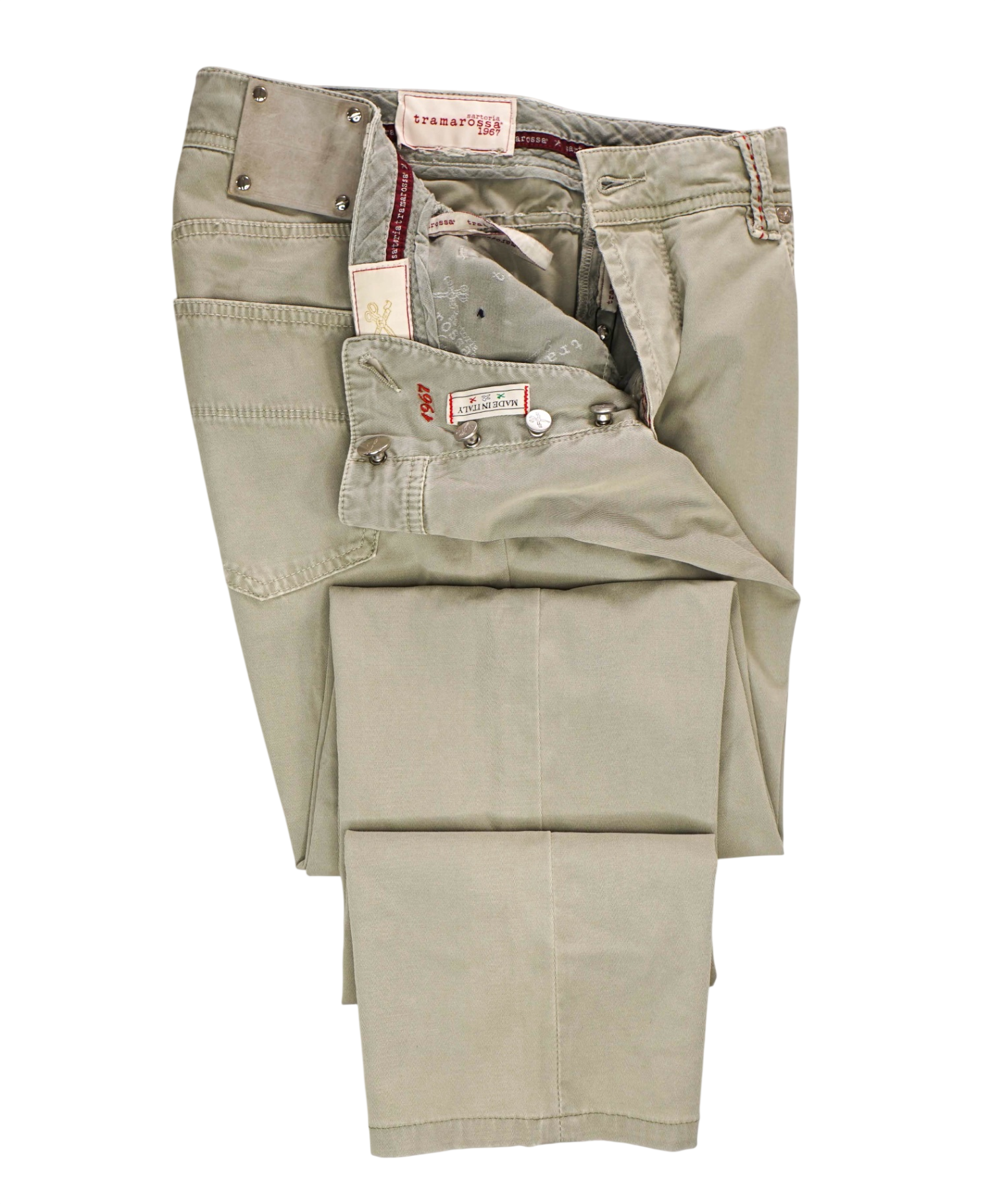 $675 TRAMAROSSA - Gray "LEONARDO" Cotton Trousers - 33W