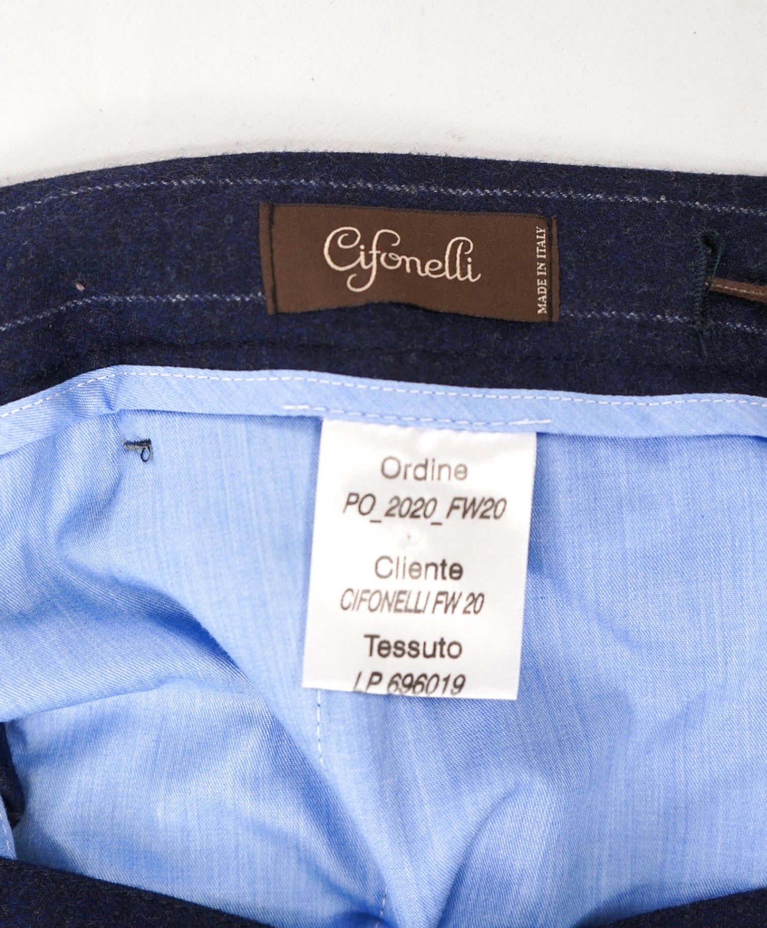 $750 LORO PIANA for CIFONELLI - Blue Wool/Cashmere Drawstring Pants - 32W