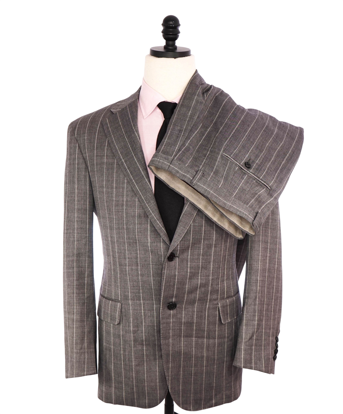 $1,695 HICKEY FREEMAN - Gray Stripe Wool Suit - 40S