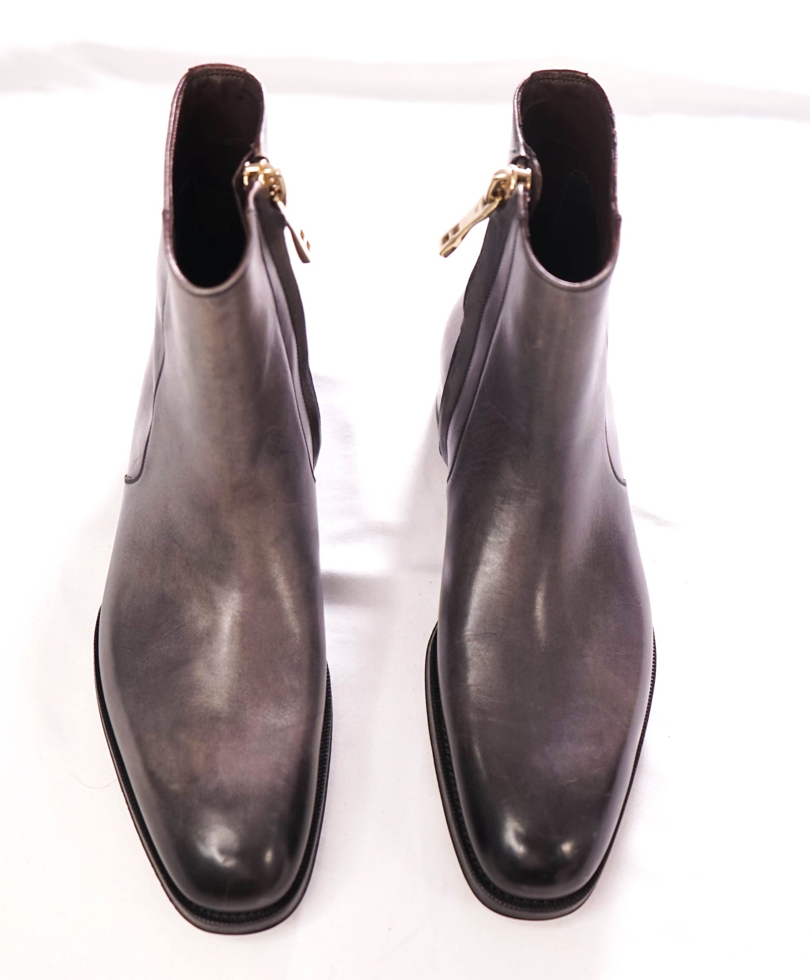 $2,550 TOM FORD - Gray Patina Leather Elkan Zip Boots - US 7.5 (7 TF)