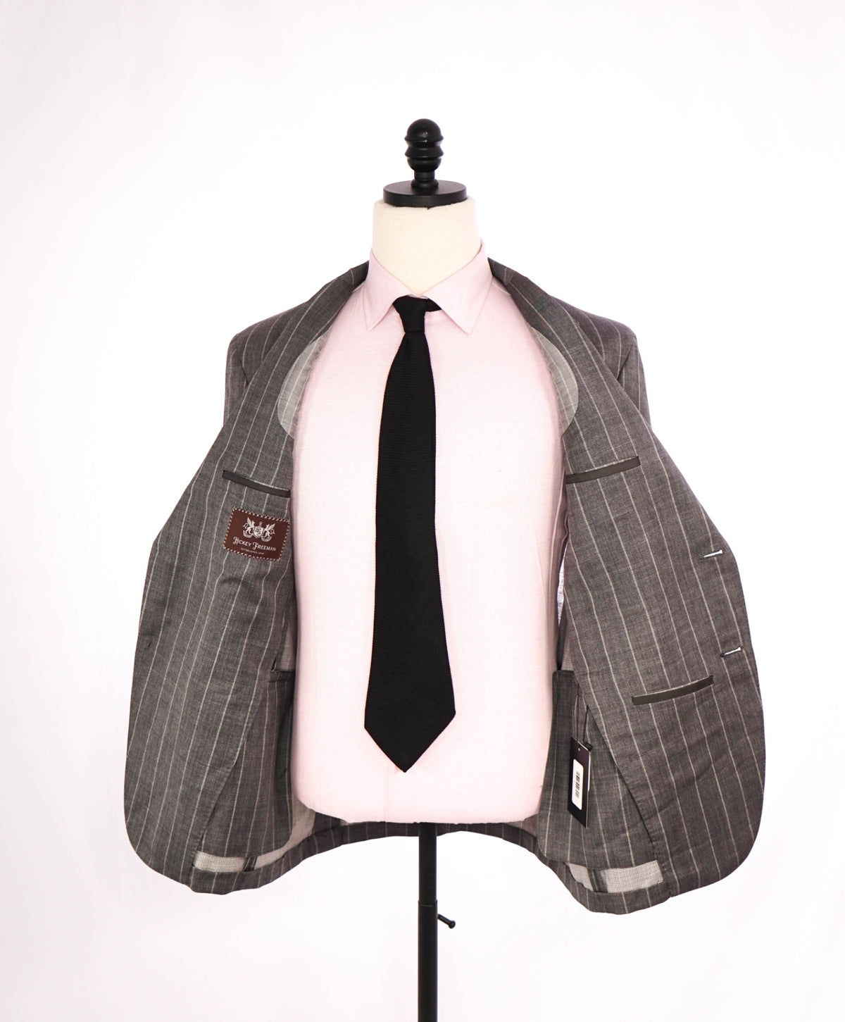 $1,695 HICKEY FREEMAN - Gray Stripe Wool Suit - 40S