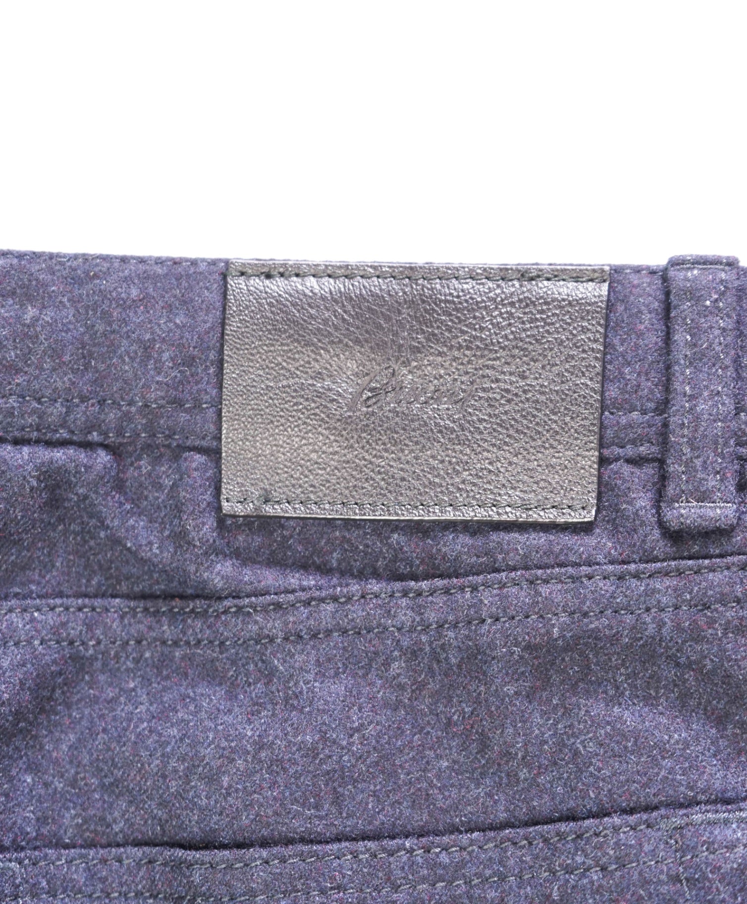$1,095 BRIONI - Navy Blue Flannel Wool 5 Pocket Pants - 41W