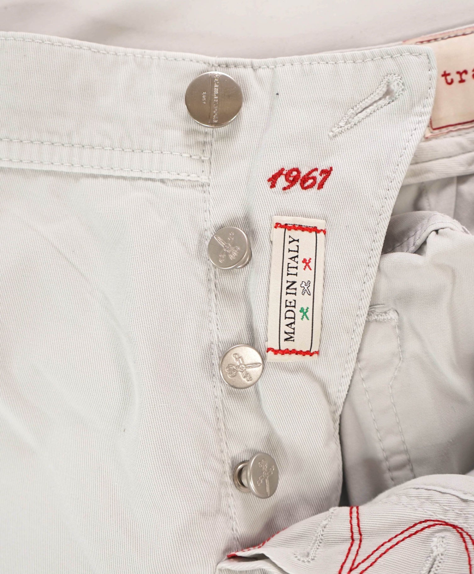$675 SARTORIA TRAMAROSSA - Light Gray "LEONARDO" Cotton Trousers - 33W