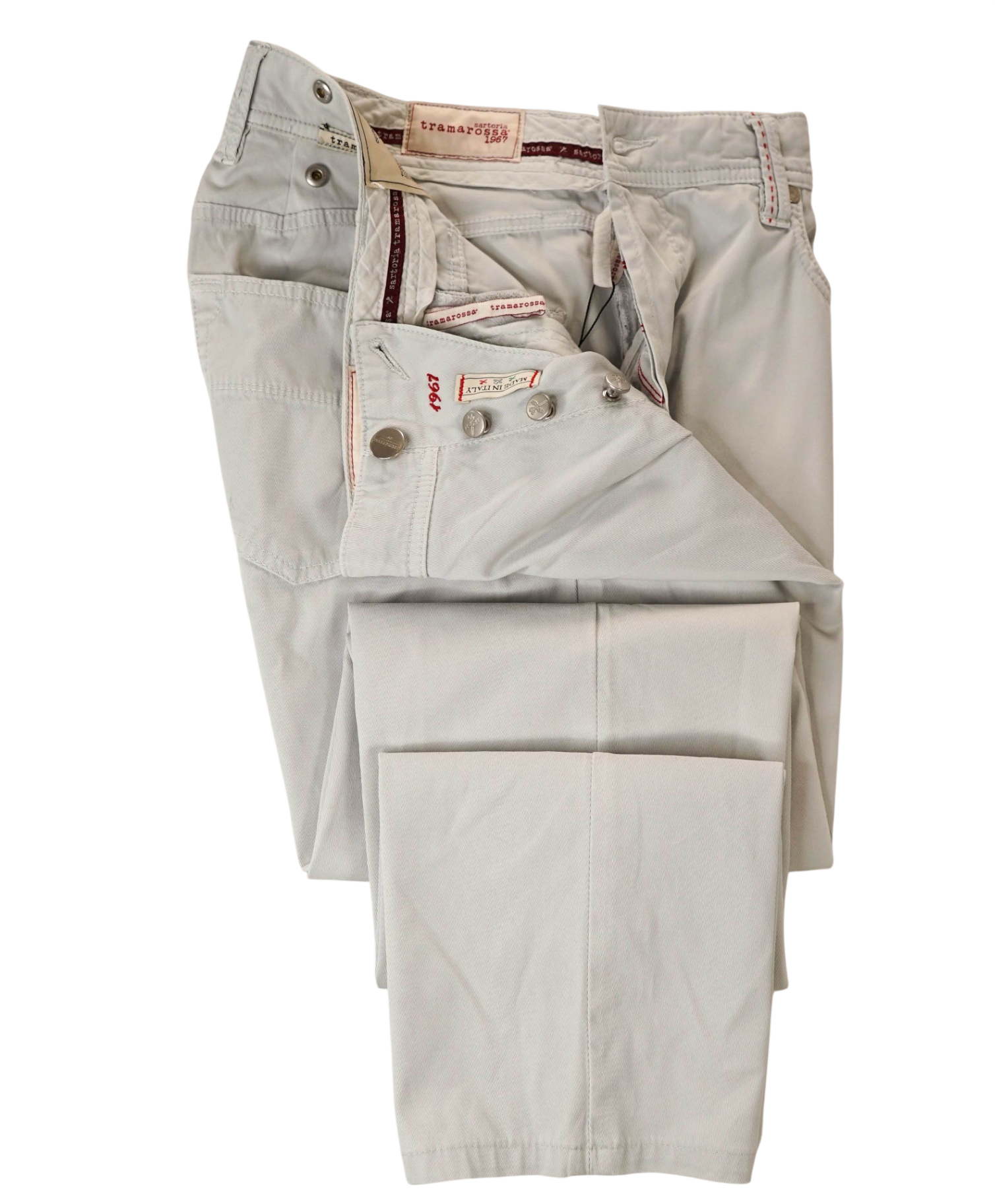 $675 SARTORIA TRAMAROSSA - Light Gray "LEONARDO" Cotton Trousers - 33W