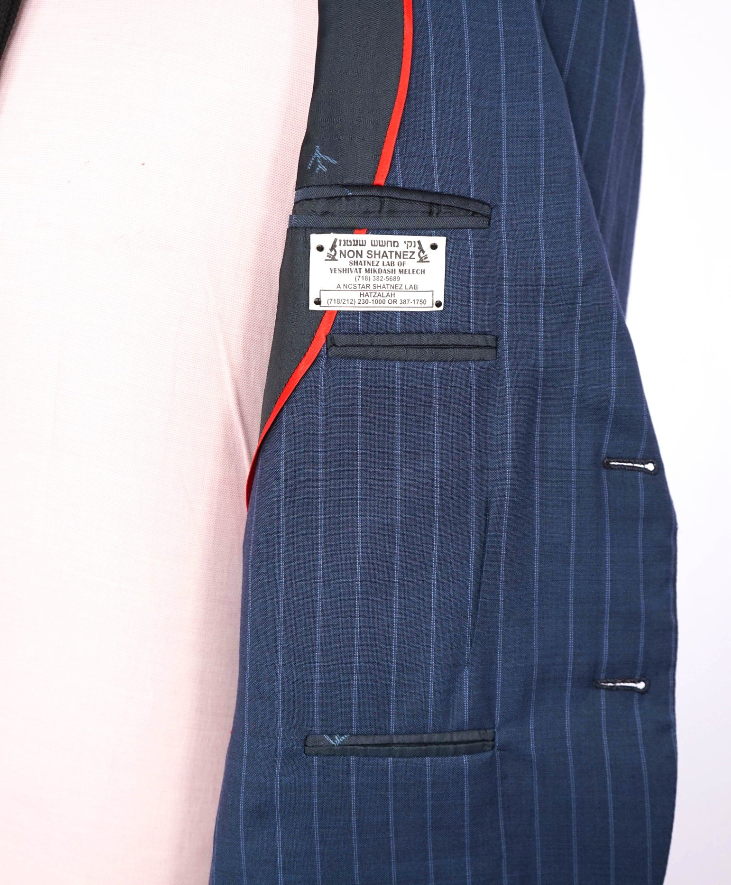 $5,950 ISAIA - CUSTOM Slim Pastel Blue Chalk Stripe Wool Suit - 40R