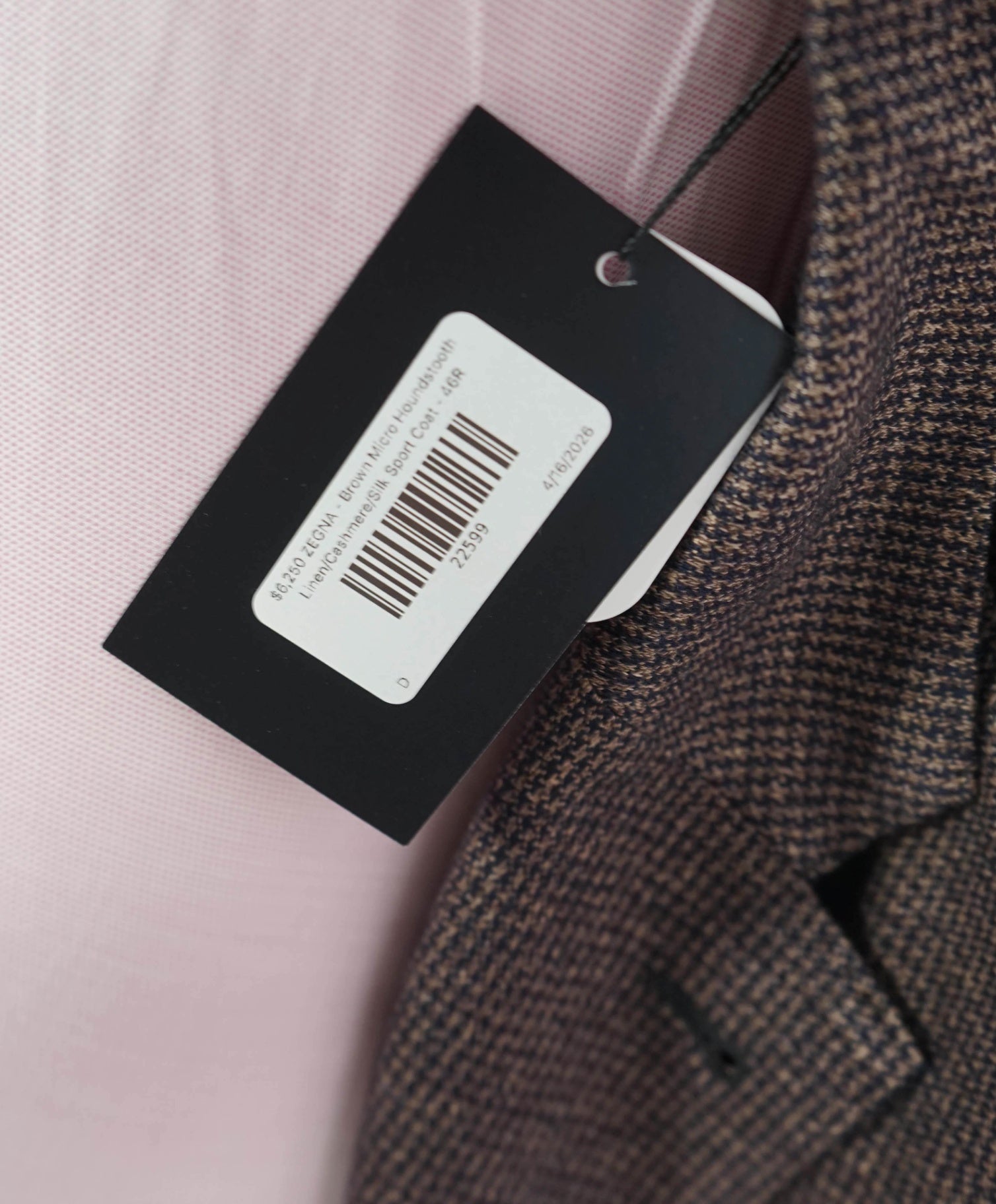 $6,250 ZEGNA - Brown Houndstooth Linen/Cashmere/Silk Blazer - 46R