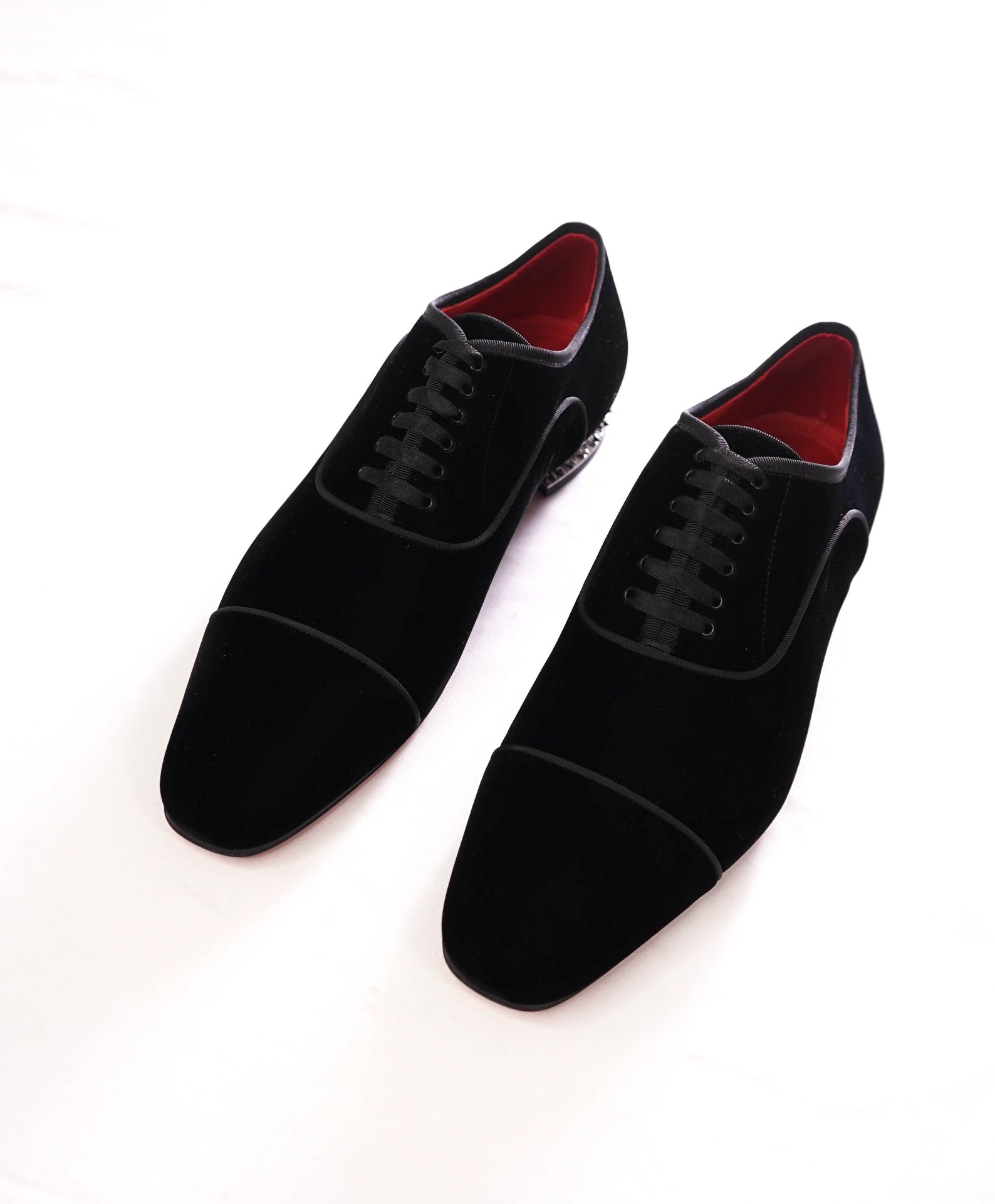 $1,295 LOUBOUTIN - Black Velvet "GREGGYROCKS" Oxfords - 9.5 (42.5EU)