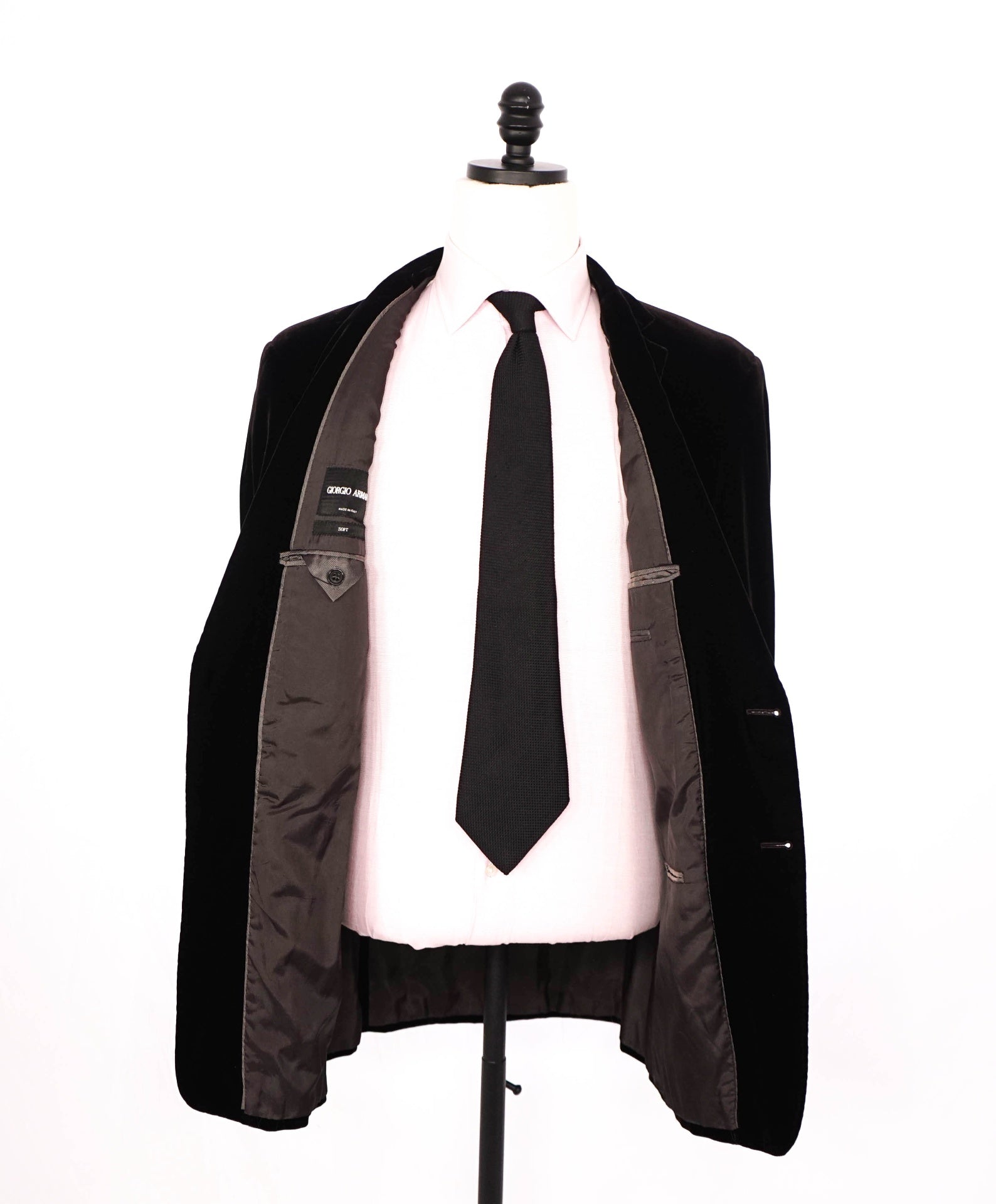 $2,995 GIORGIO ARMANI - Black/Brown Velvet "SOFT" Jacket - 44L