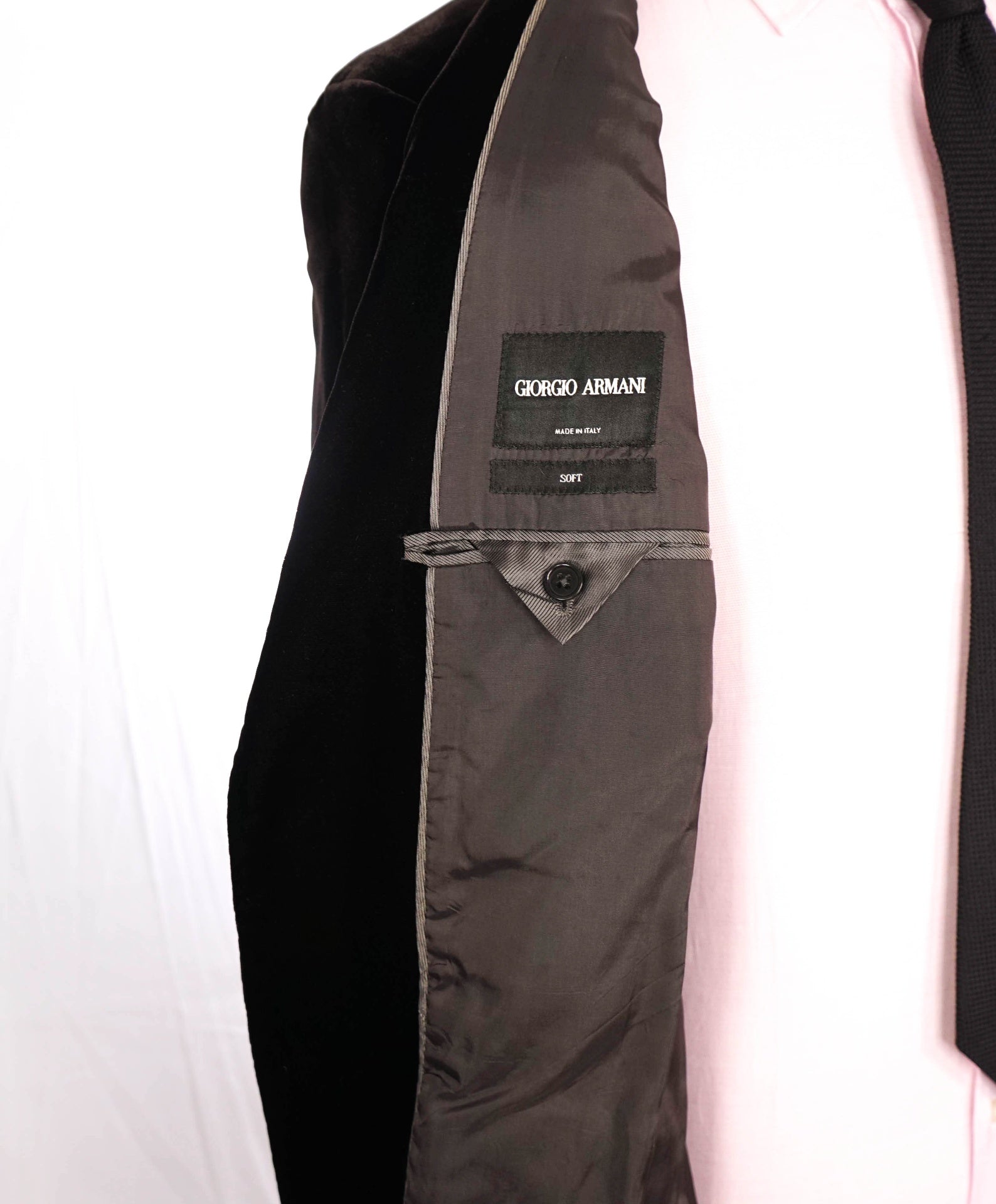 $2,995 GIORGIO ARMANI - Black/Brown Velvet "SOFT" Jacket - 44L