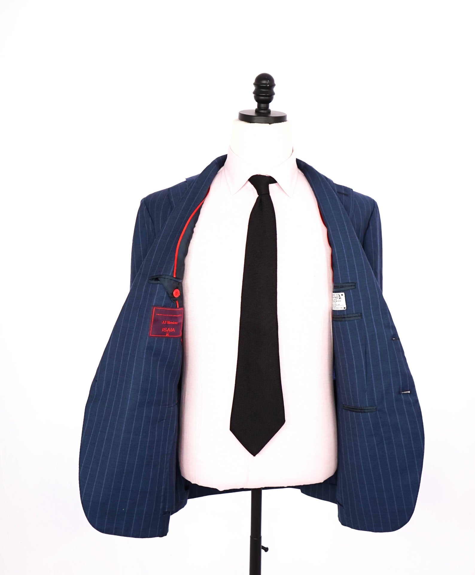 $5,950 ISAIA - CUSTOM Slim Pastel Blue Chalk Stripe Wool Suit - 40R