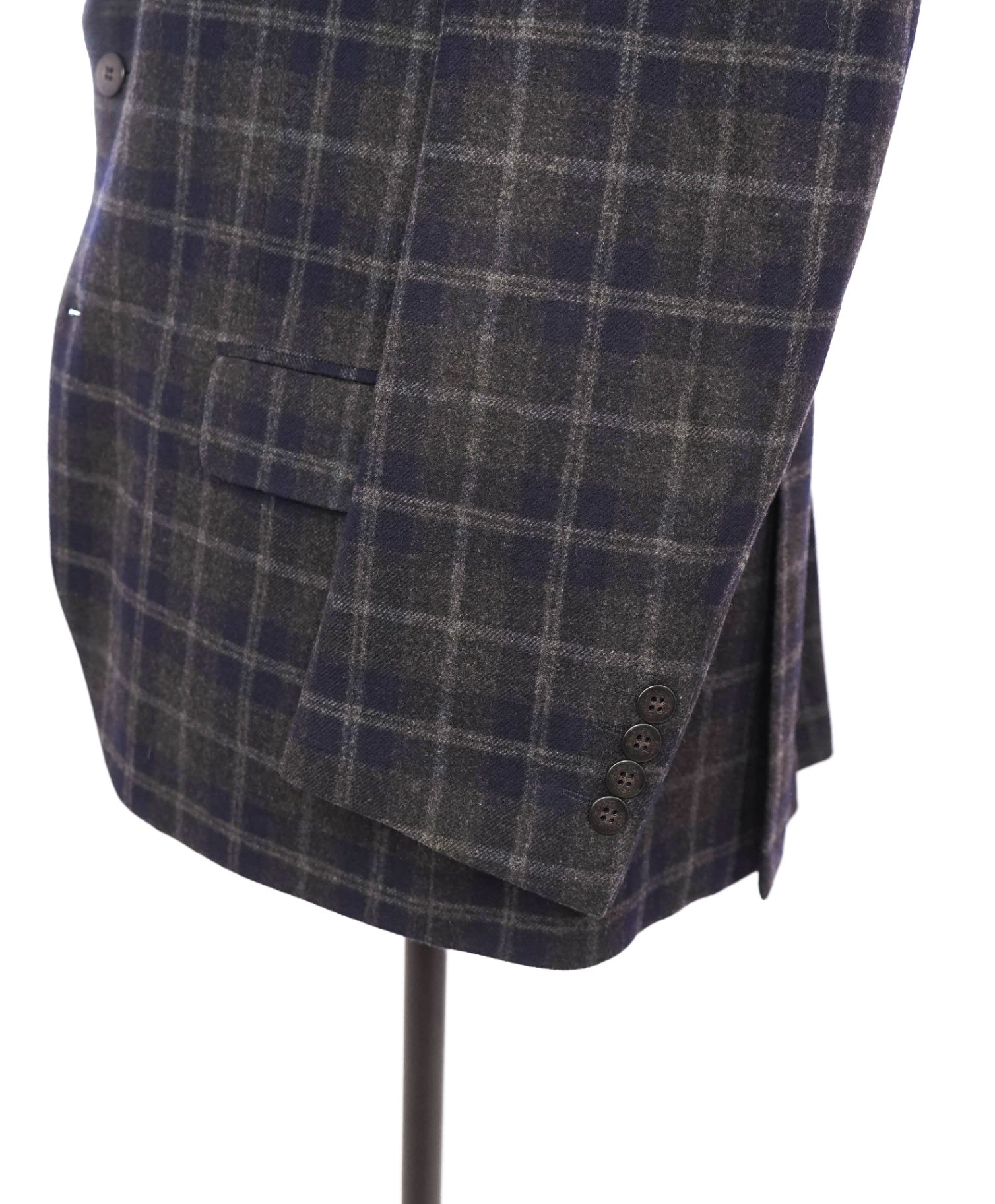 $3,695 ZEGNA - Navy/Charcoal Gray Plaid Wool/Cashmere Blazer - 48R