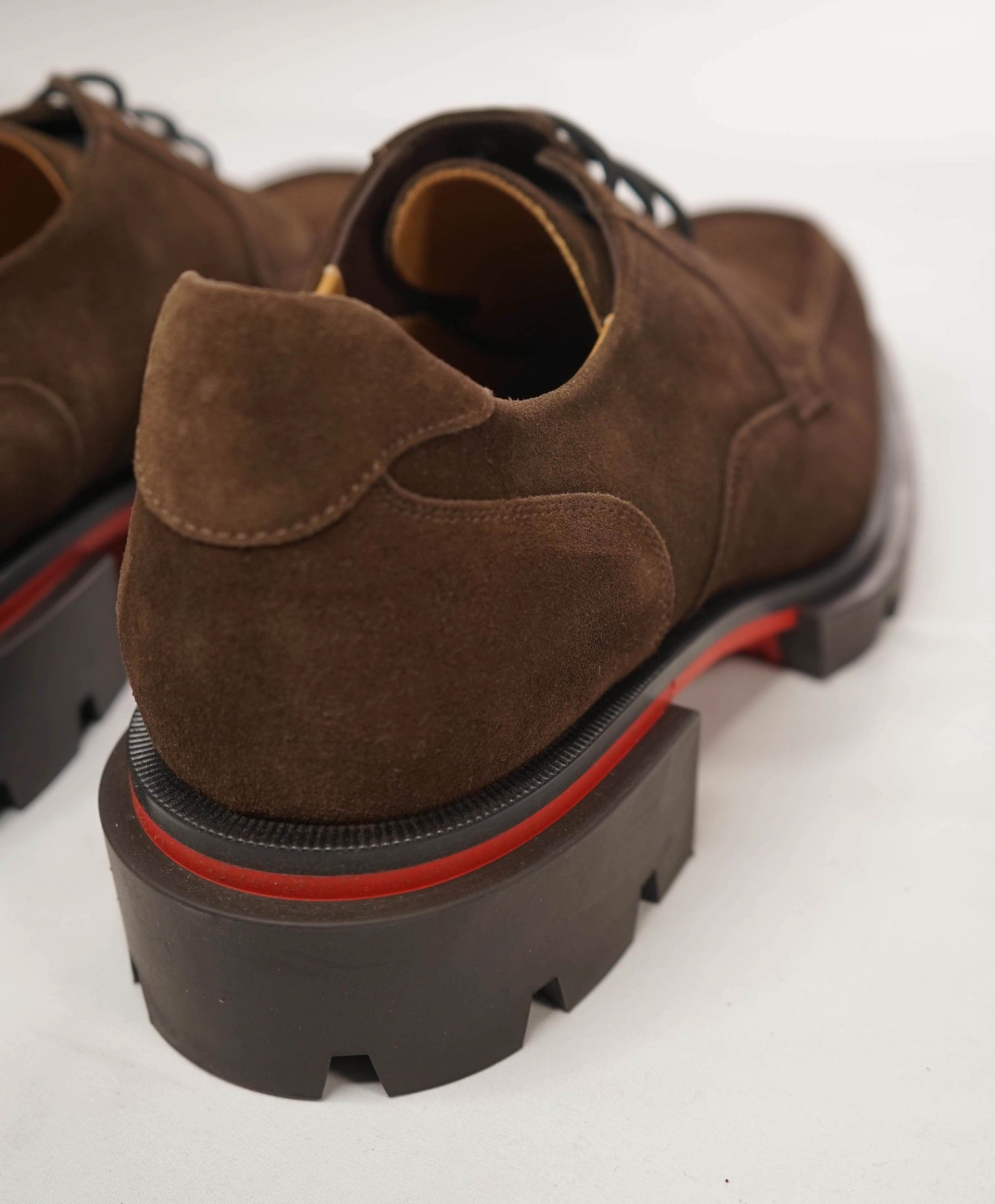 $1,195 LOUBOUTIN - Brown Suede "OUR GEORGES" Lug Sole Derby - US 10 (43EU)