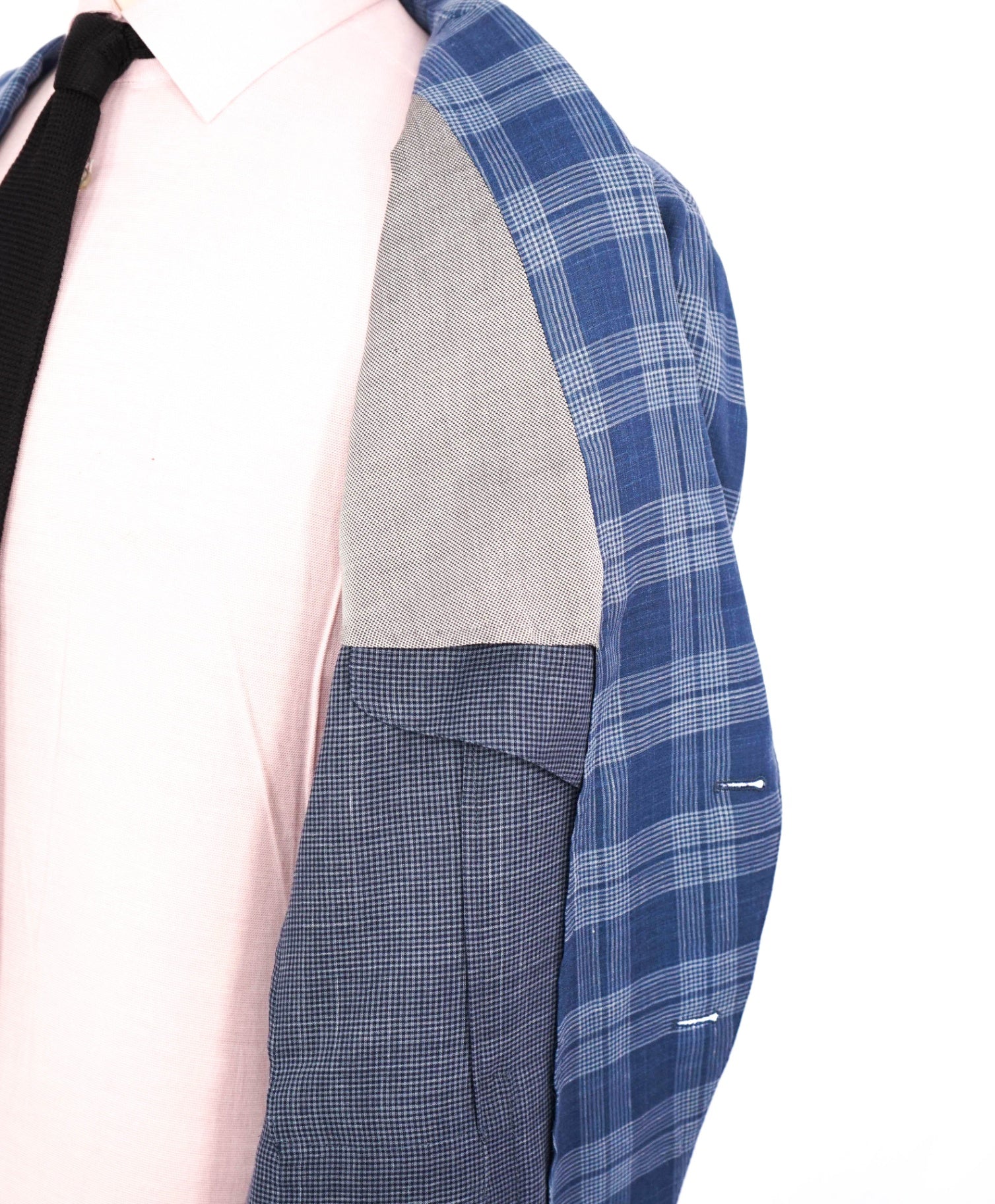 $3,575 ZEGNA - Blue Plaid Wool/Silk/Linen Blazer - 44S