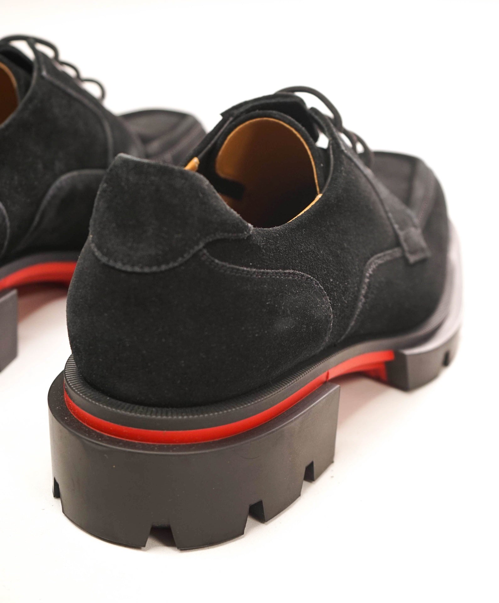 $1,195 LOUBOUTIN - Black Suede "OUR GEORGES" Lug Sole Derby - US 10 (43EU)