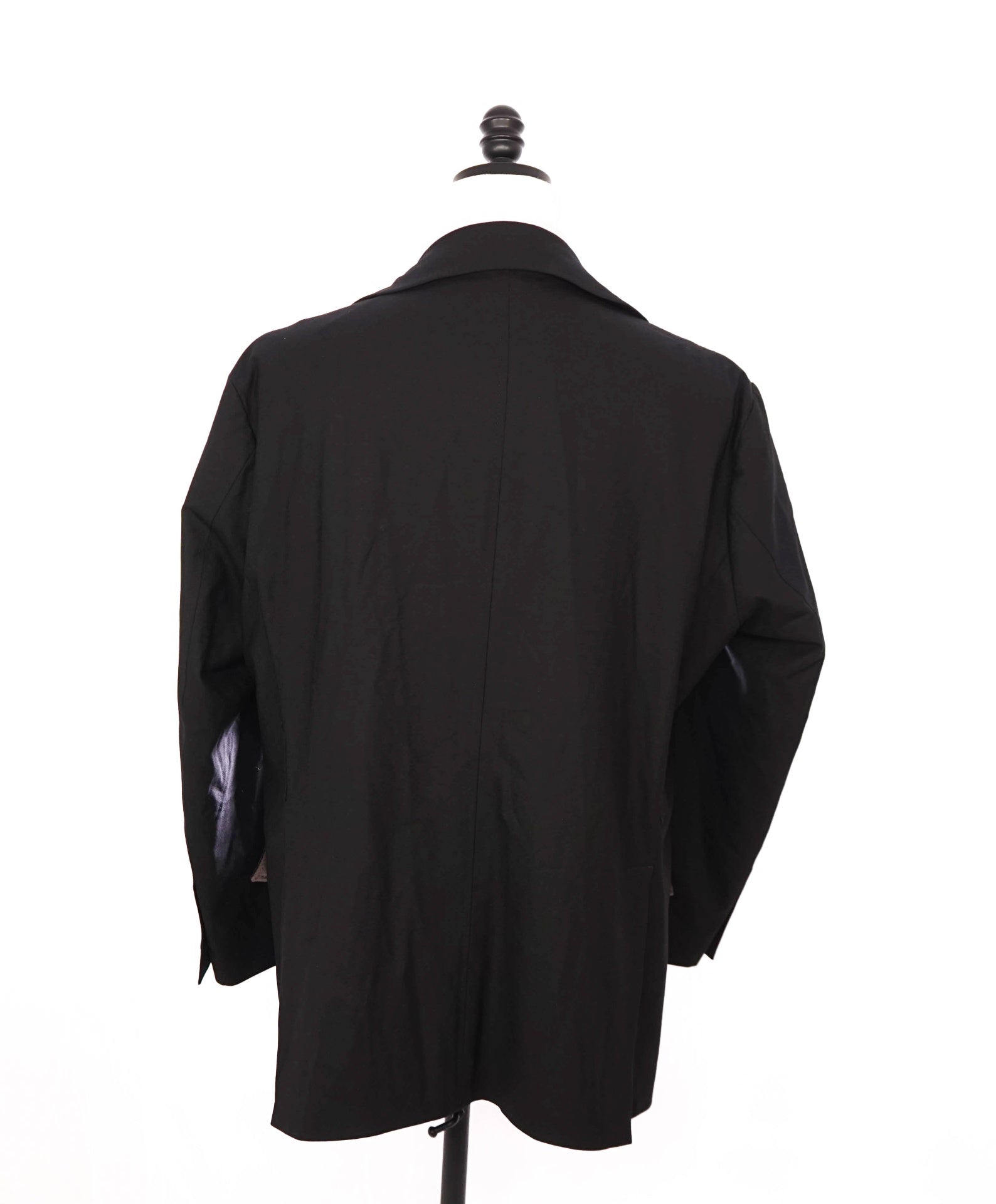 $1,295 CARACCIOLO - Solid Black Wool 2/3-Btn Jacket Overshirt - 48R
